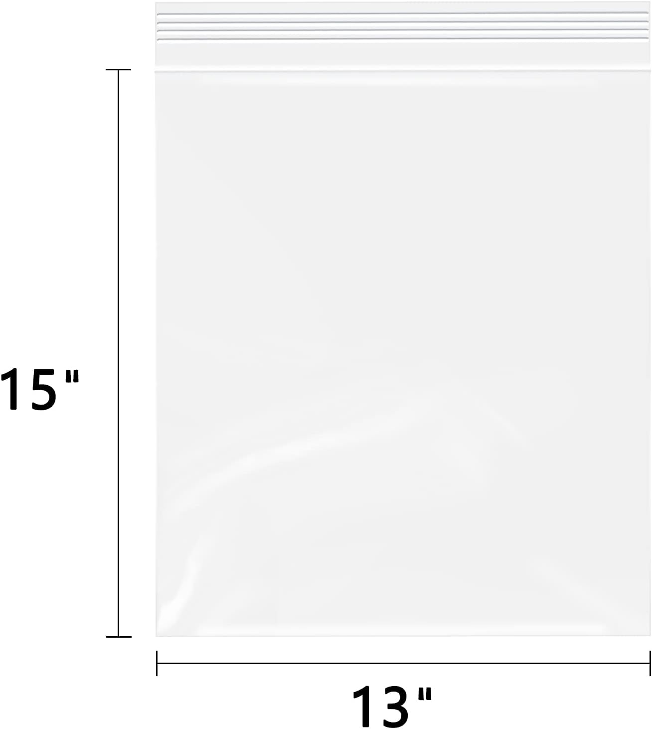 13" x 15"(500 Count) Large Zip Poly Bags - Clear Plastic Reclosable Storage Zipper Bags 2 Mil for Clothing, T-Shirts, Pants