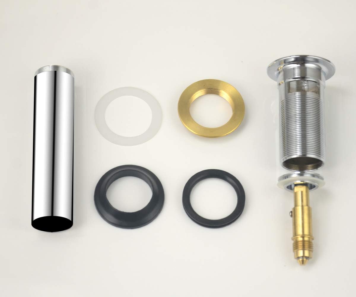 Purelux Bathroom Sink Drain Stopper Faucet Vanity Sink Pop Up Drain Assembly with Overflow, Chrome Finish