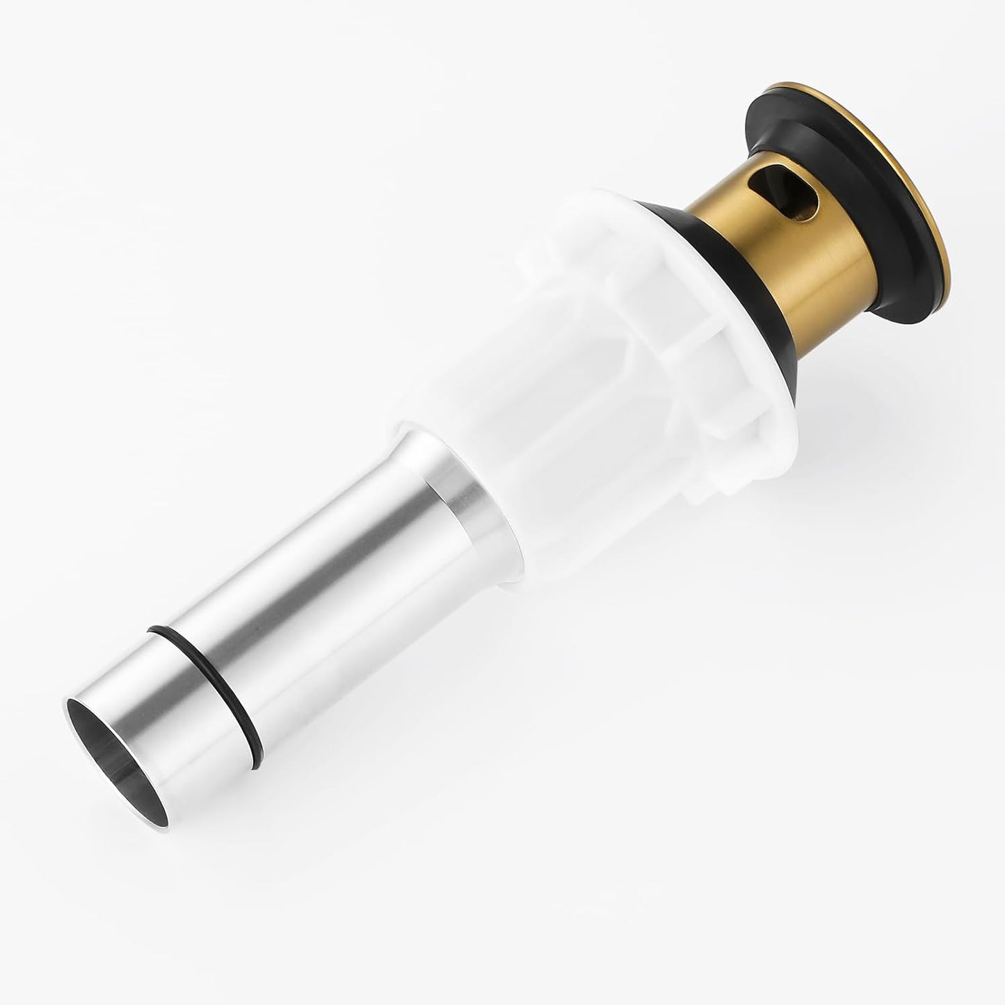 PARLOS Pop up Sink Drain Stopper with Hair Catcher Strainer & Overflow for Bathroom Sink Vessel (Brushed Gold)