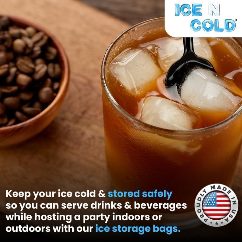 Ice Bags with Drawstring Closure | 10lb, 300ct/cs | 41 mic Thickness | Portable Storage and Freezer Keeper