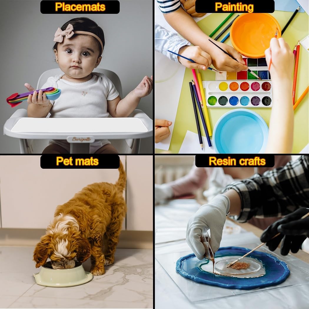 Silicone Mat - Non-Stick, Reusable & Heat Resistant Up to 500°F, Fits Resin Crafts, Dishwasher Safe for Baking, Cookies, Pastry (48” x 24”)