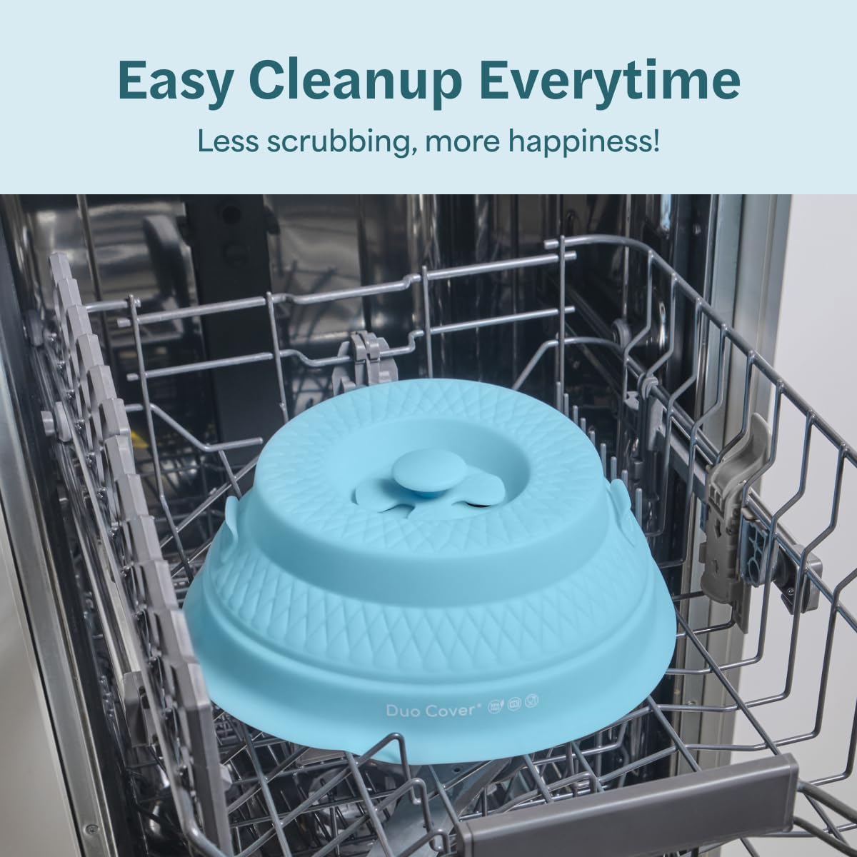 Duo Cover: 4-in-1 Collapsible Hanging Microwave Cover for Food | Microwave Steamer Moist Food | Safely Grabs Hot Dishes From Microwaves | Plastic-Free, BPA-Free Silicone, Dishwasher-Safe | 11"