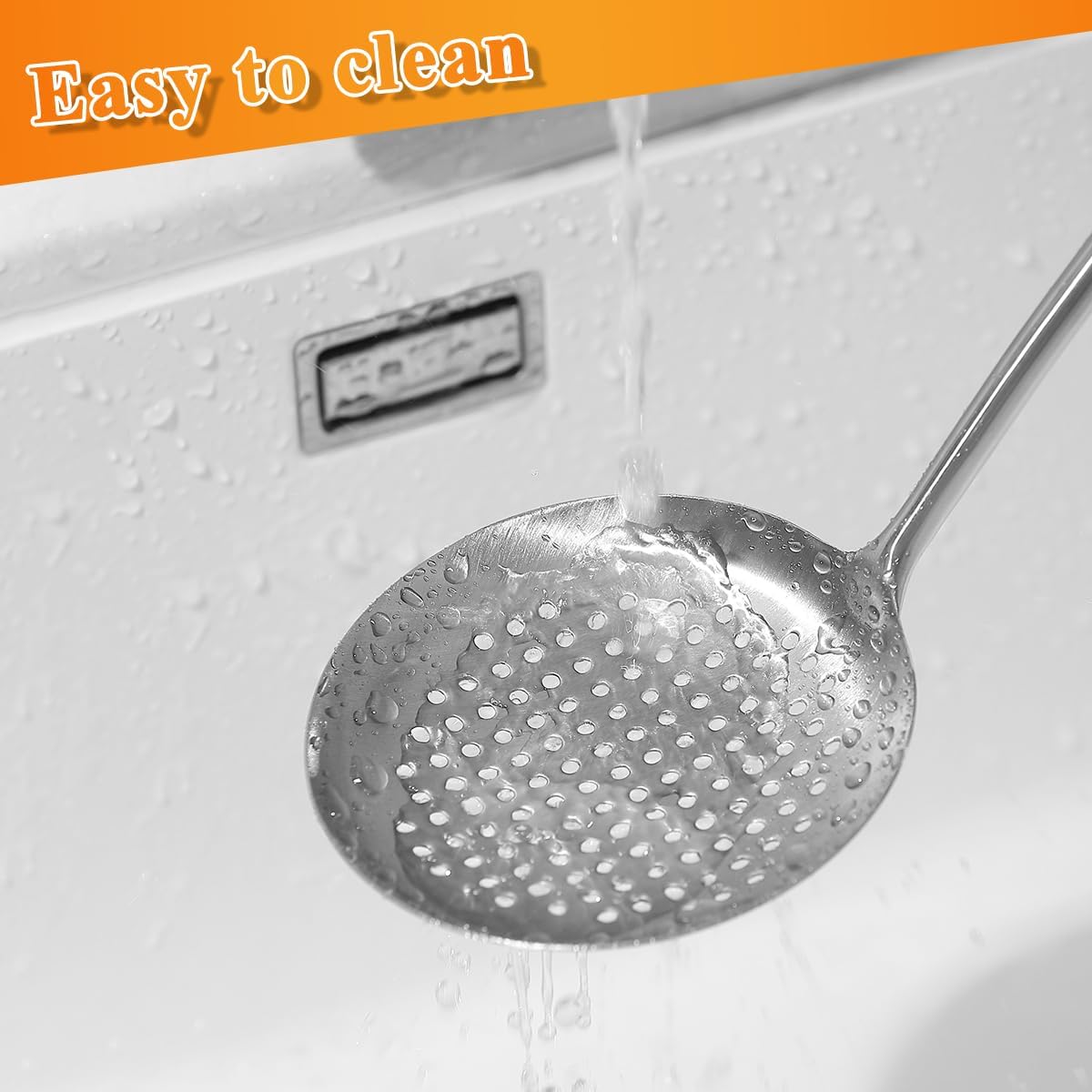 Kitchen Skimmer - Slotted Spoon for Straining, Stainless Steel Spider Strainer Skimmer Ladle for Cooking and Frying, Kitchen Utensils Pasta Spoon