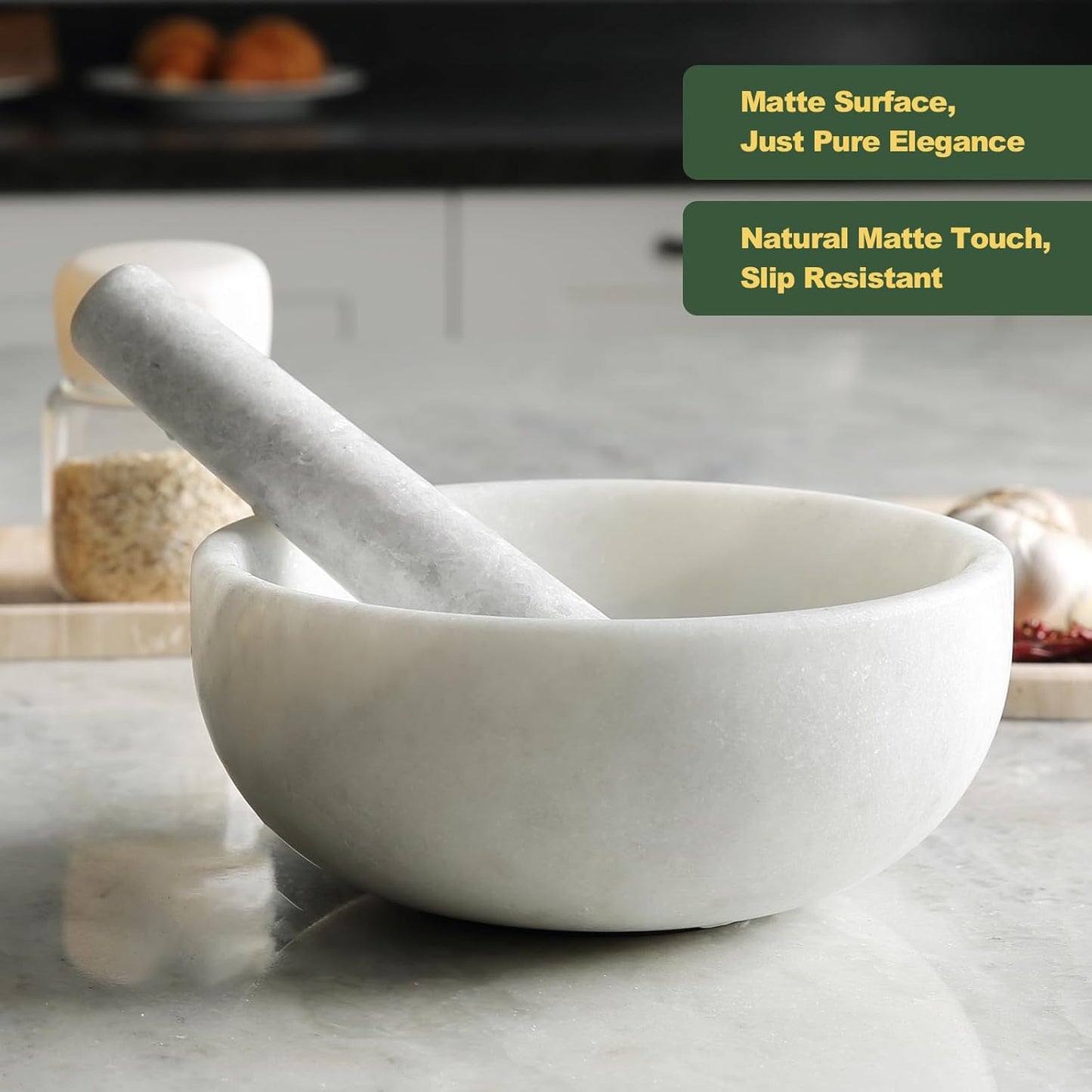 Koville Marble Mortar and Pestle Set, 8" Extra Large Grinder Bowl for Guacamole, Salsa, Pill Crusher, Spice, Herb, Garlic, Nut, Heavy Duty Grinder for Kitchen(Namib Fantasy)