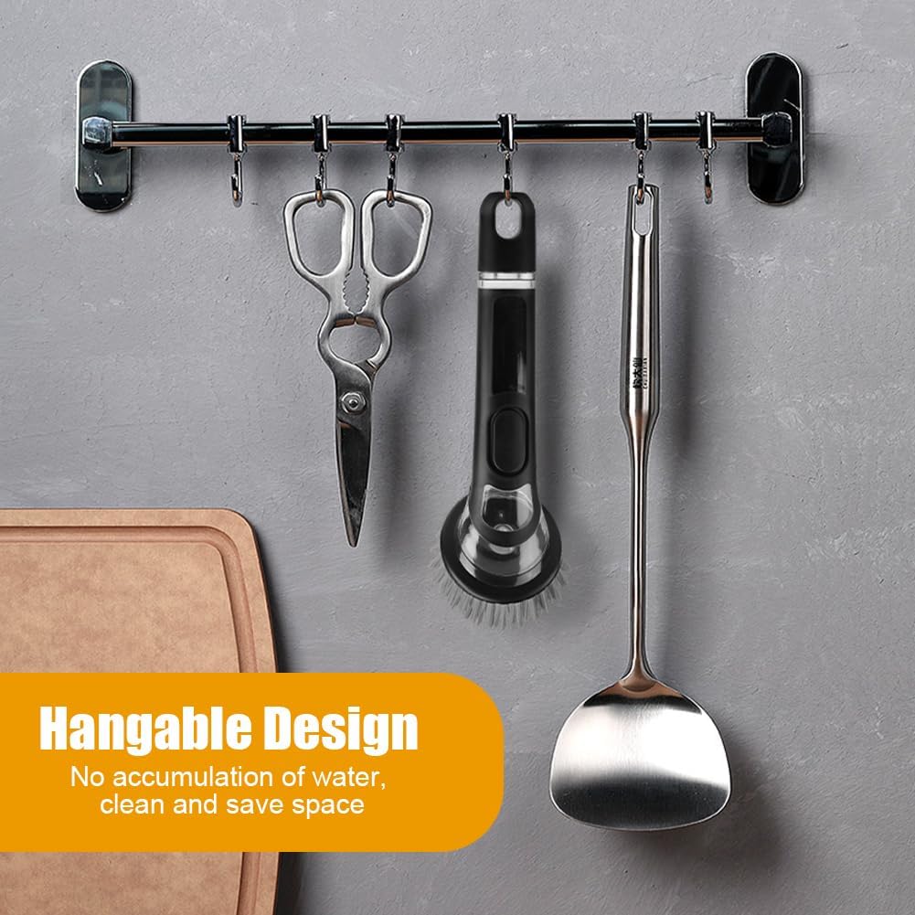 AUAUY Dish Brush with Soap Dispenser, Advanced Soap Control Dishwashing Brush, Dish Scrub Brushes with Handle, Kitchen Scrubbers for Dishes, Pan, Pot, Sink Cleaning Brushes