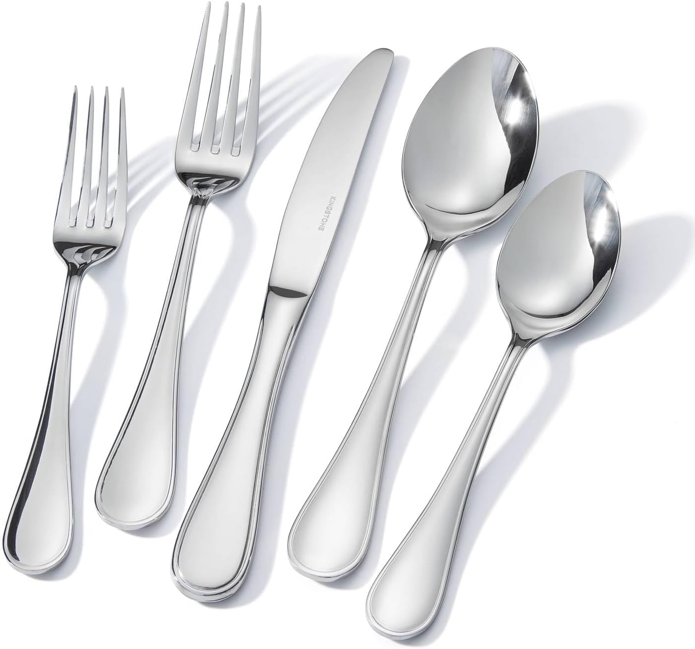 KINGSTONE 60 Piece Teardrop Silverware Set for 12, 18/10 Stainless Steel Flatware Set, Modern Design Cutlery Set for Home/Hotel/Wedding,Mirror Polished and Dishwasher Safe