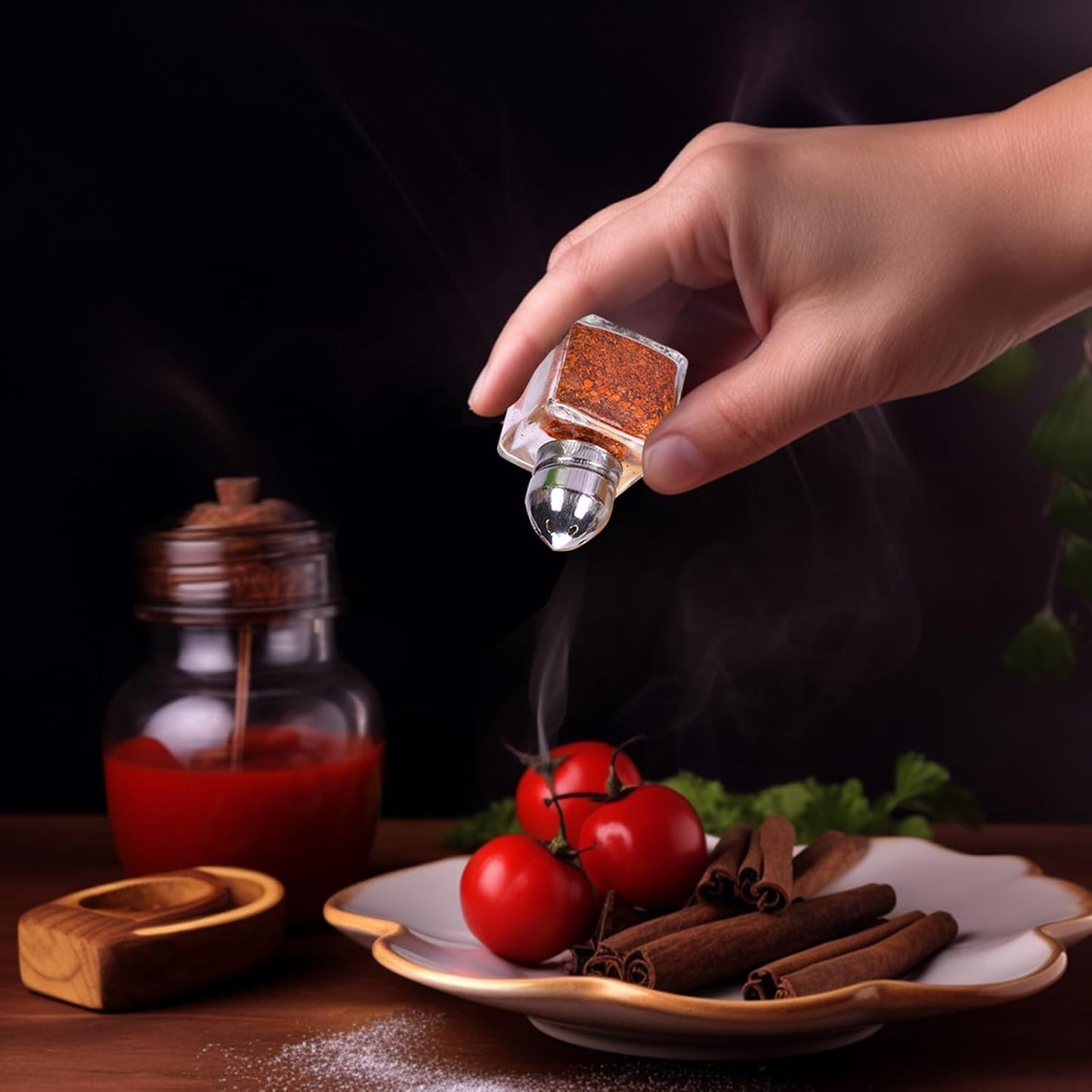 100 Pack Mini Salt and Pepper Shakers, 0.5 OZ Bulk Clear Glass Seasoning Jars Spice Shaker, Small Cube Glass Spice Shaker Container with Stainless Steel Lid for Kitchen Restaurant Supplies