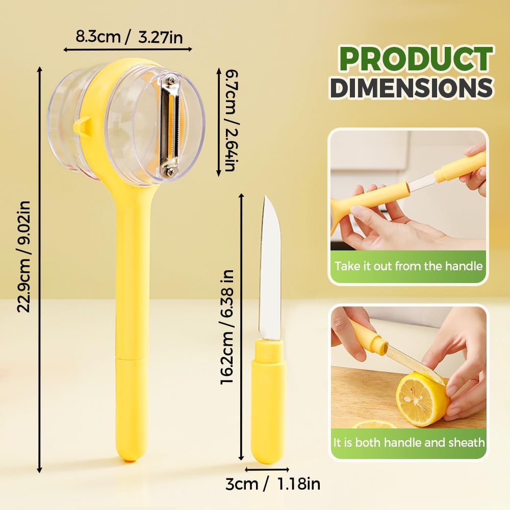 3 in 1 Peeler with Container, 2025 New Stainless Steel Peelers with Container with Handle Fruit Knife, Multifunctional Vegetable Peelers for Home Kitchen (Green)