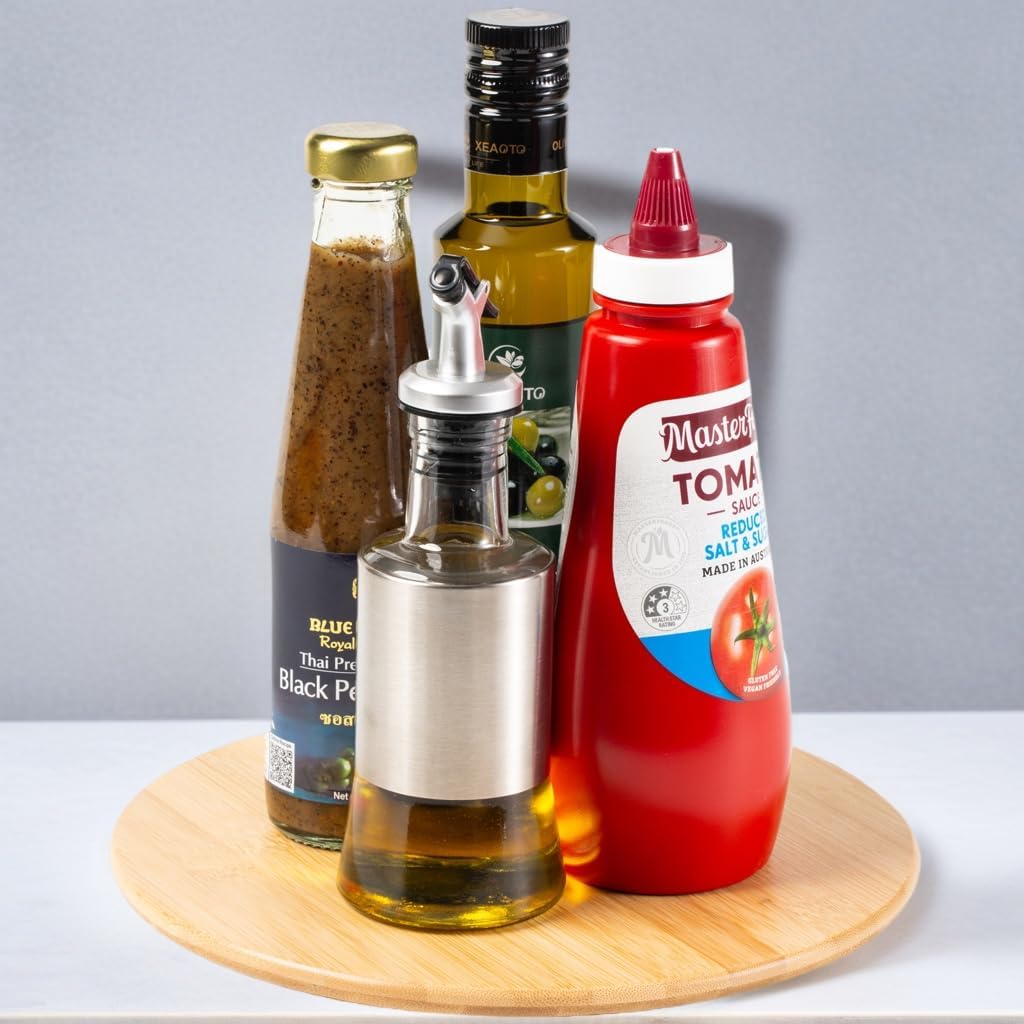 10 Inch Bamboo Wood Lazy Susan Organizer for Cabinet, HENABLE Lazy Susan Spice Rack Turntable Organizer for Pantry, Dining Table, Kitchen, Countertop, Cupboard, Refrigerator, Home Decor