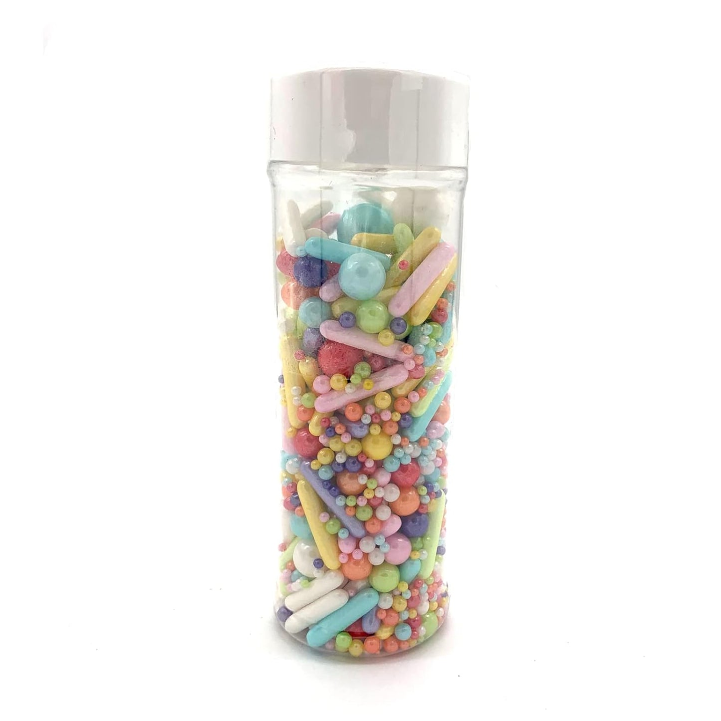 Rainbow Sprinkle Mix Pearl Sugar Candy Mix Size Baking Cake Decorations Cupcake Toppers Cookie Decorating Ice Cream Celebrations Shaker Jar Wedding Shower Party (130g/4.58oz)