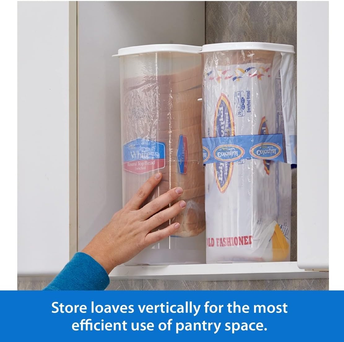 Buddeez Bread Buddy Airtight Bread Storage Container- Slice by Slice Dispensing Design - Perfect Pantry Organizer - White Lid Pack of 2