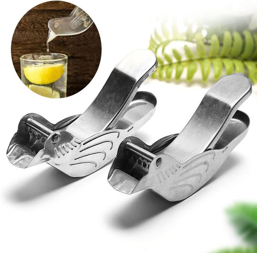 New Acrylic Manual Lemon Slice Squeezer, Portable Transparent Fruit Juicer, Elegance Bird Shape, Hand Juicer for Orange Lemon Lime Pomegranate (4Pcs) (2Pack)