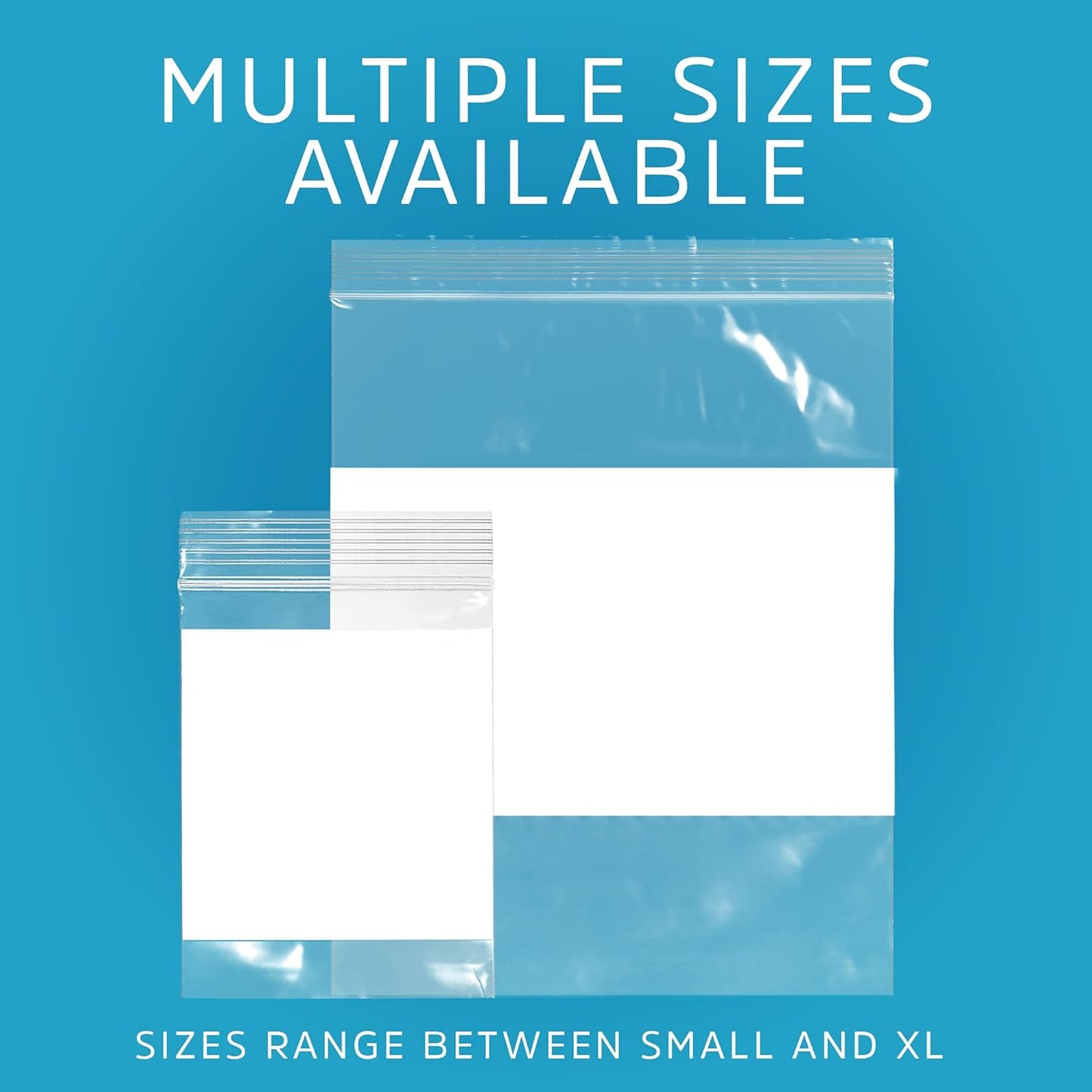 12" x 12" Large Zip Bags, 2 Mil Thick Clear Plastic Reclosable Zipper Lock Bags with Write-on White Block, with Resealable Zip Top Lock for Food Storage & Office Supplies, 200 Count