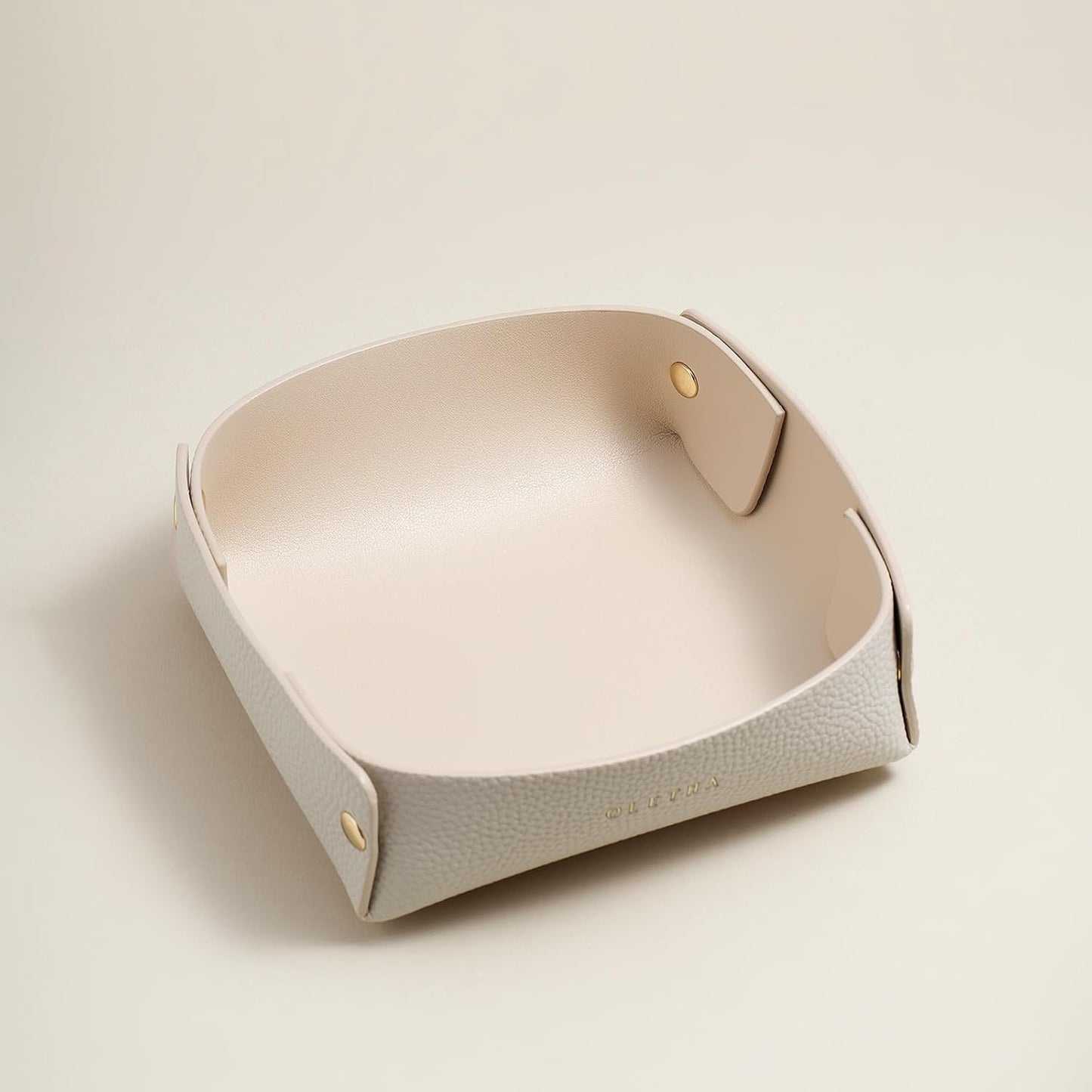 OLETHA Napkin Holder for Luncheon Napkins - Aesthetic Desk Decor for Kitchen & Dining Table - Light Taupe