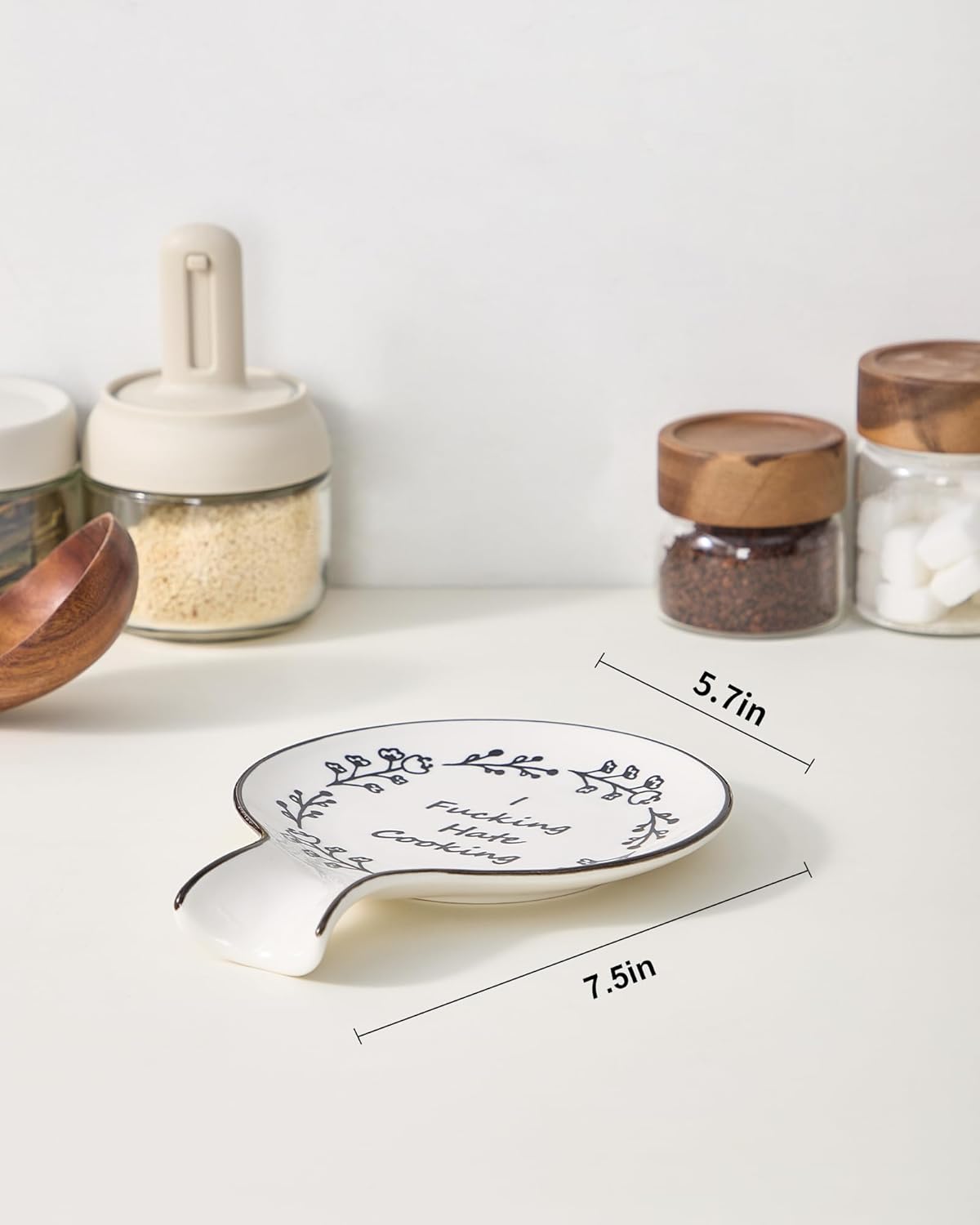 Ceramic Spoon Rest, Cute Spoon Holder for Stove Top and Kitchen Counter, Large Size Utensil Rest for Ladles, Modern Farmhouse Kitchen Decorative