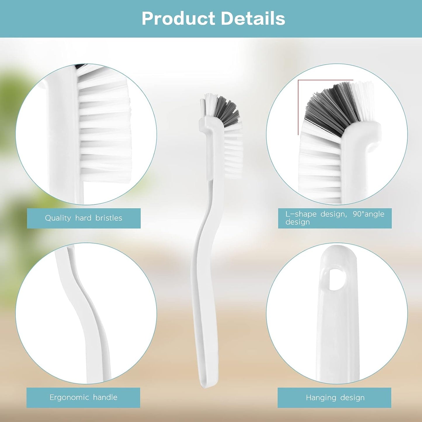 8 Pcs Dish Brush Bottle Bathroom Scrub Brushes Kitchen Cleaning Brush Right Angle Kitchen Brush Sink Household Pot Pan Edge Corners Tile Lines Brush with Stiff Bristles