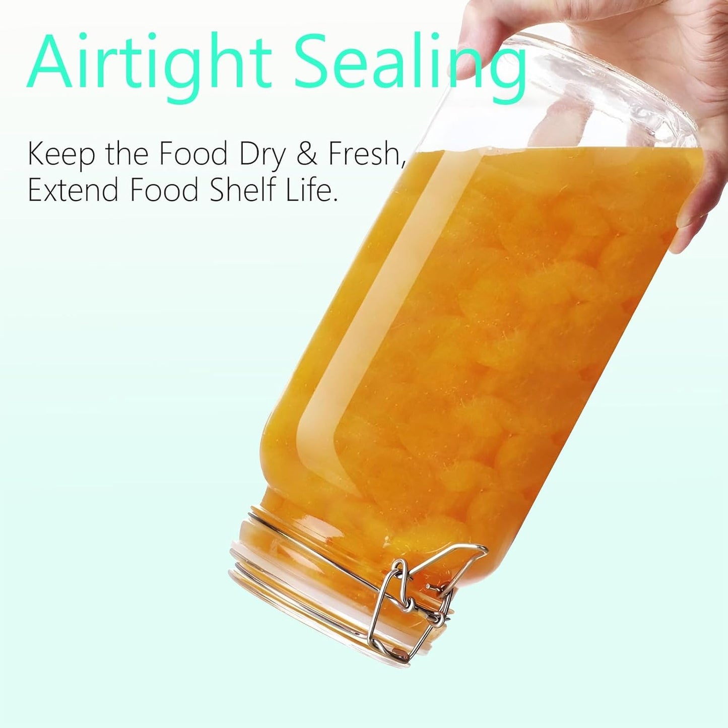 Clear Food Storage Jars 78oz Square, Airtight Glass Canister with Lids Set of 3, Kitchen & Pantry Organization Food Storage Container for Canning, Sugar, Flour, Candy, Cereal, Coffee