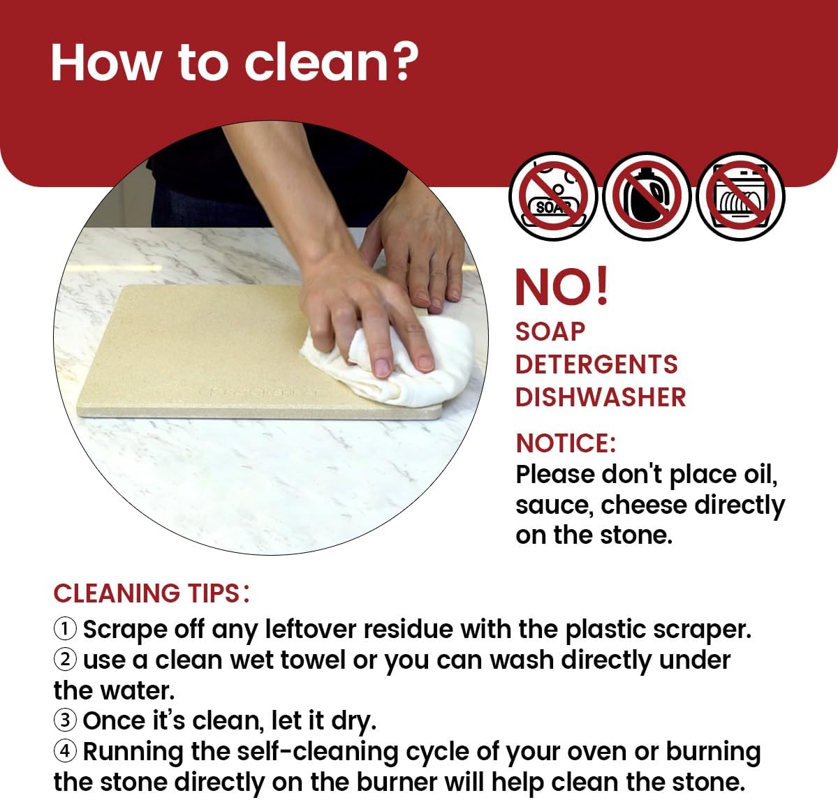 K ROCKSHEAT Pizza Stone for Oven and Grill 14.2 Inch Round, Cordierite Bread baking stone, 14.2" Cooking Stone for Grill