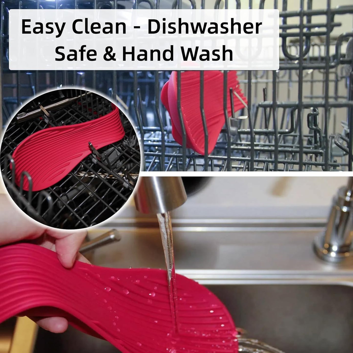 Silicone "Deck Chair" Large Heat-resistant Spoon Rest for Stove Top/Countertop, Reusable Kitchen Cooking Utensil Holder for Spatulas, Ladles, etc., Dishwasher Safe, 9.1 * 4.2 * 1.6in (Red)