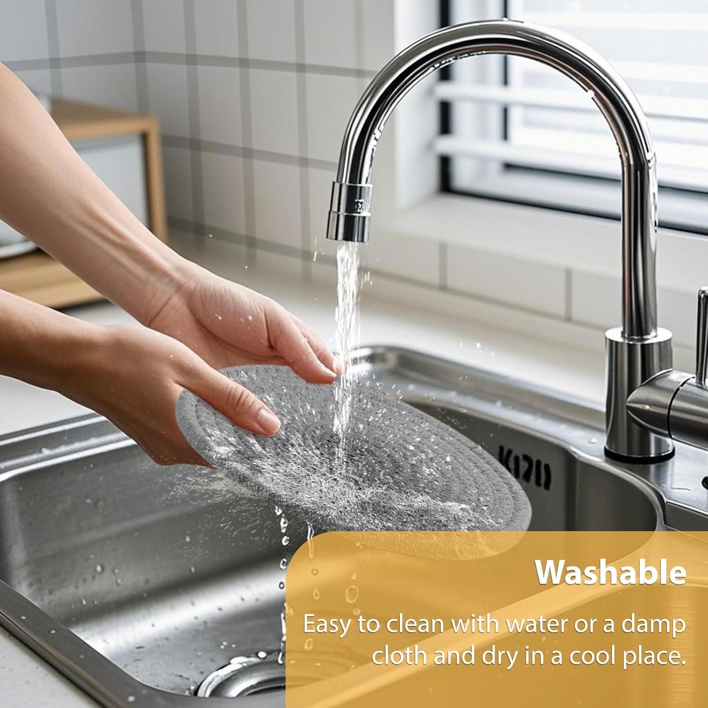 RIOOP Trivets for Hot Dishes Pots and Pans, 8 Inches Heat Resistant Large Coaster for Kitchen, Anti Stain Hot Pads Plate Mats for Countertops Table Kitchen Essentials Farmhouse Halloween Decor, 6 Pcs