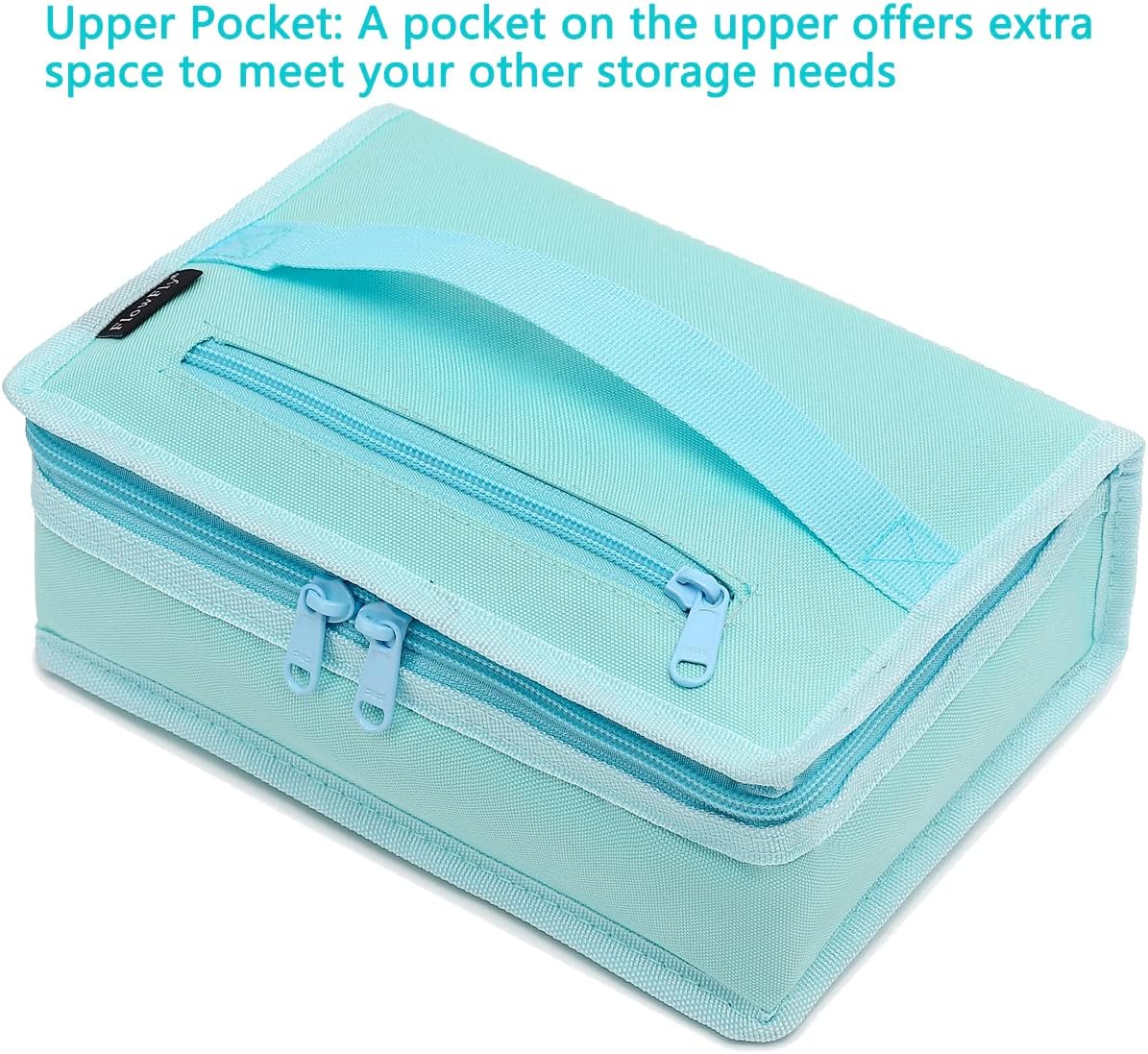 FlowFly Small Insulated Lunch box Portable Soft Bag Mini Cooler Thermal Meal Tote Kit with Handle for Work & School, Light Blue