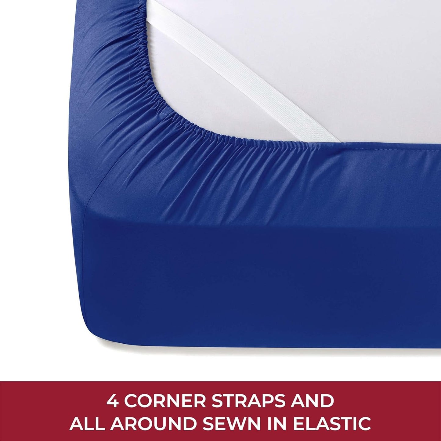 Mellanni RV Short Queen Sheets - 4 PC Iconic Collection Bedding - Hotel Luxury, Extra Soft, Cooling Bed Sheets - Deep Pocket up to 10 inch (RV/Short Queen, Royal Blue)