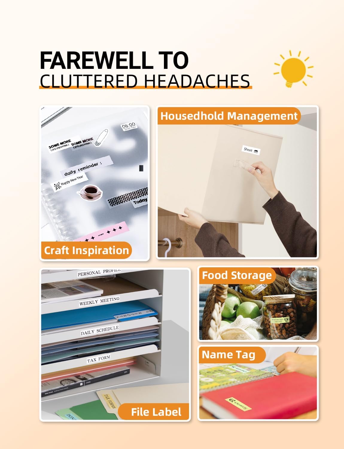 MakeID E1 Q1 Label Maker Tape Refills, 3-Roll 16mm x 4m (0.63" x 13') Continuous Consumables Thermal Laminated Office Labeling Tape Replacement