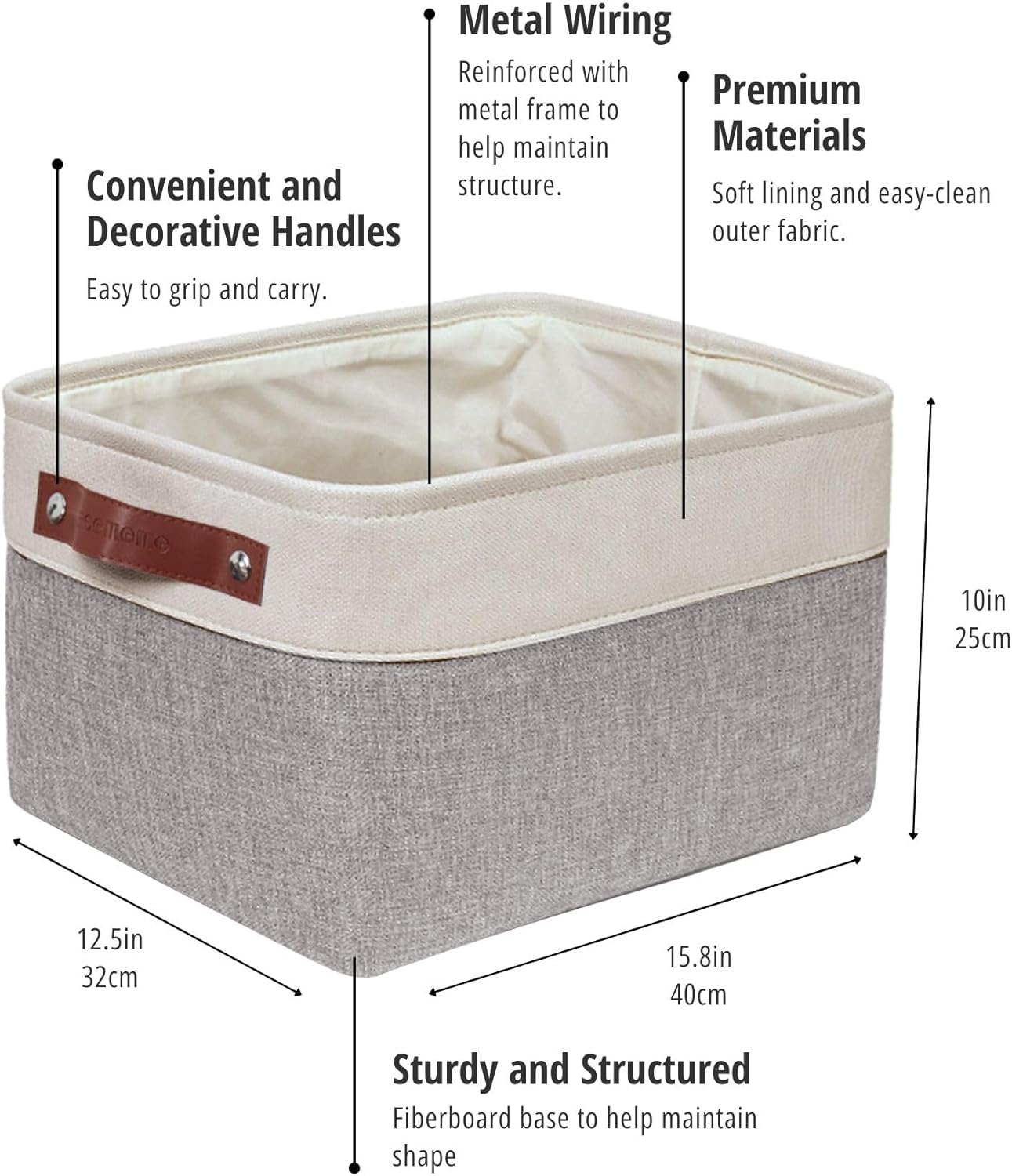 DECOMOMO Storage Baskets for Shelves - Fabric Storage Bins, Linen Closet Organizers and Storage (Grey & White, XL - 4 Pack)