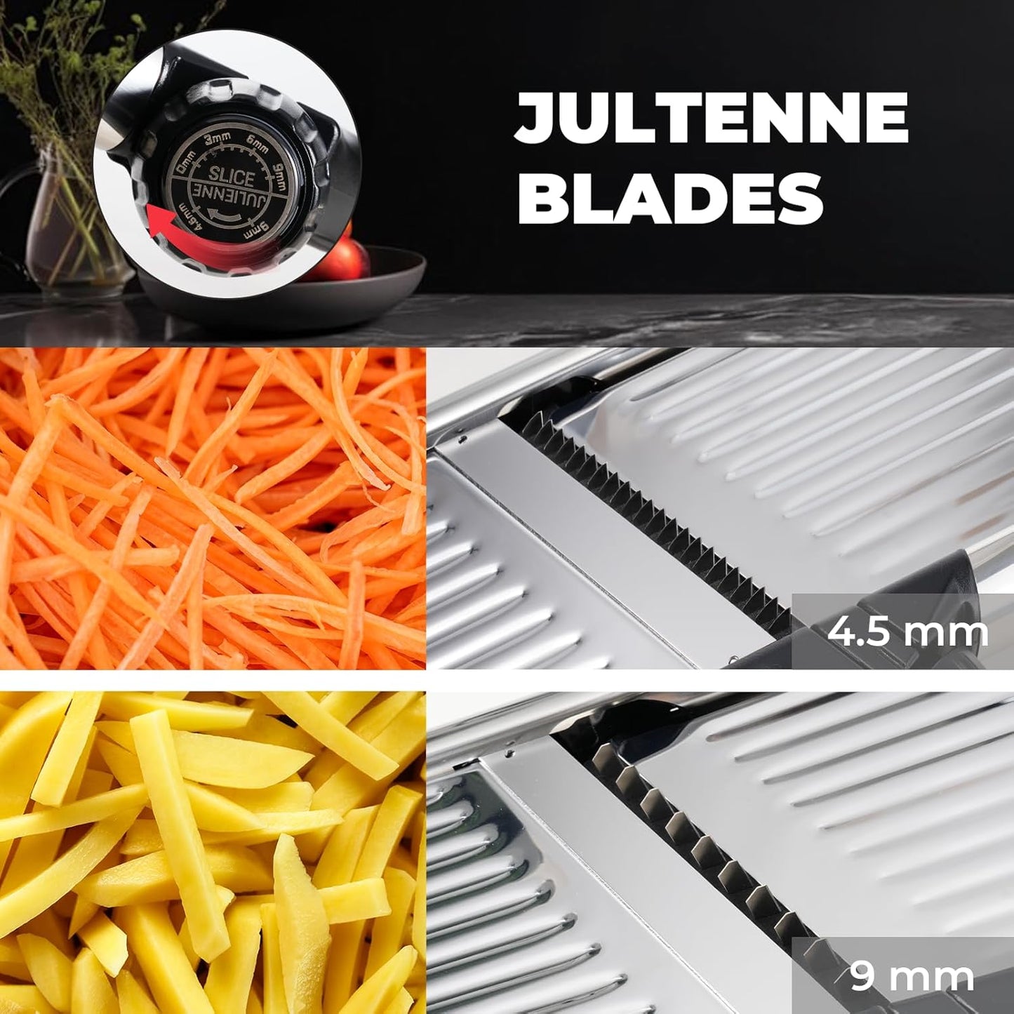 ZHANG XIAO QUAN SINCE 1628 Mandoline Food Slicer for kitchen, Adjustable Stainless Steel Mandoline Vegetable slicer Julienne, Onion Potato Chip French Fry vegetable slicer