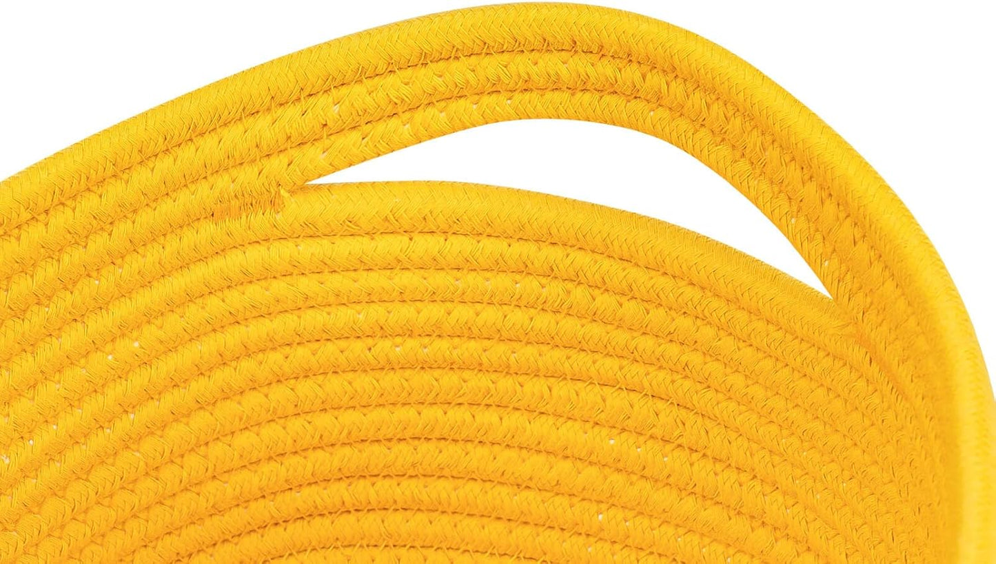 CubesLand Cube Shelf Closet Storage Baskets Bins Set 2,Woven Basket for Organizing/Storage,Long-lasting &Skin-friendly Toy Storage Basket Bin,Stylish Room Decor Basket,Yellow Cotton Rope Basket