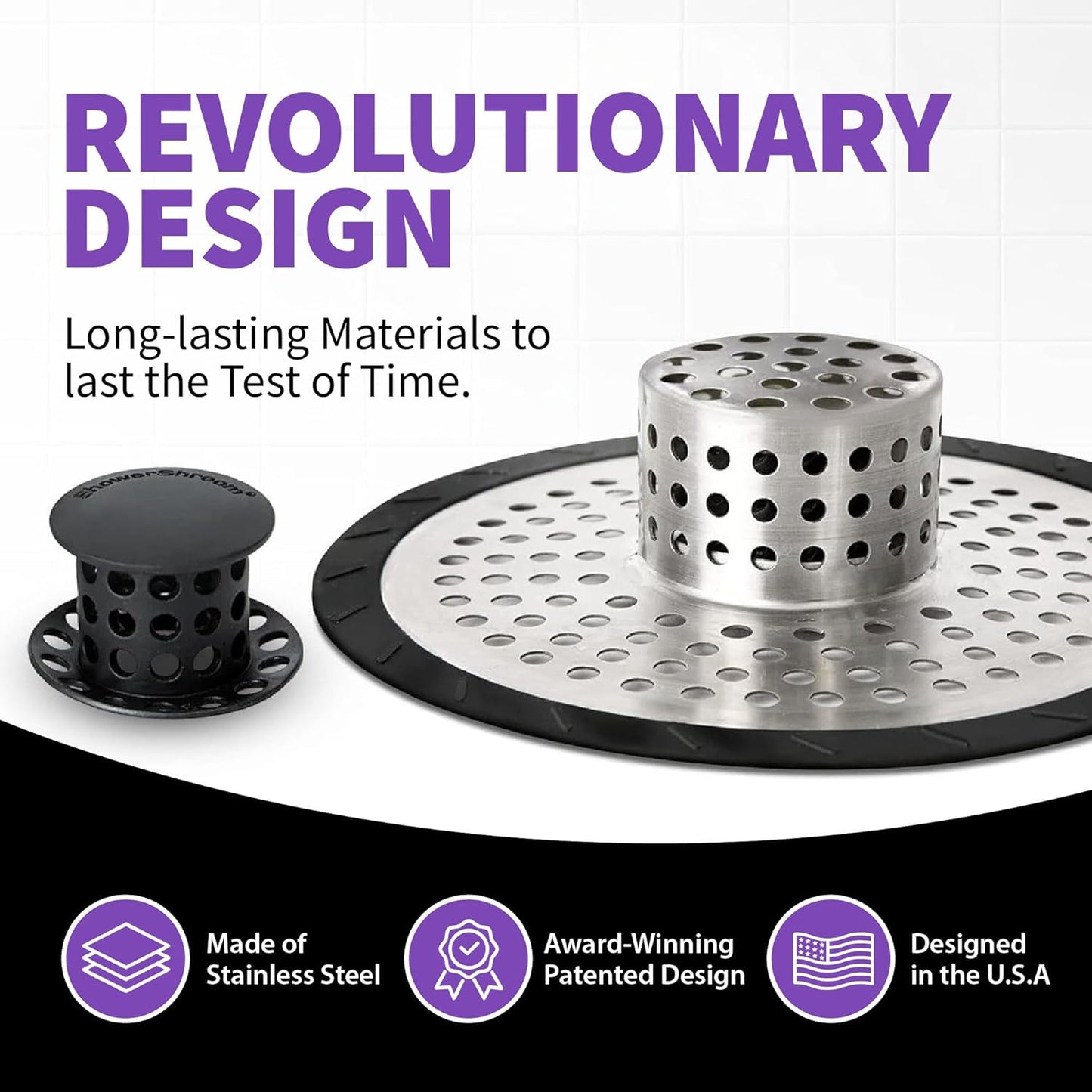 ShowerShroom SHSULT755 Ultra Revolutionary Shower Hair Catcher Drain Protector, No Size, Stainless