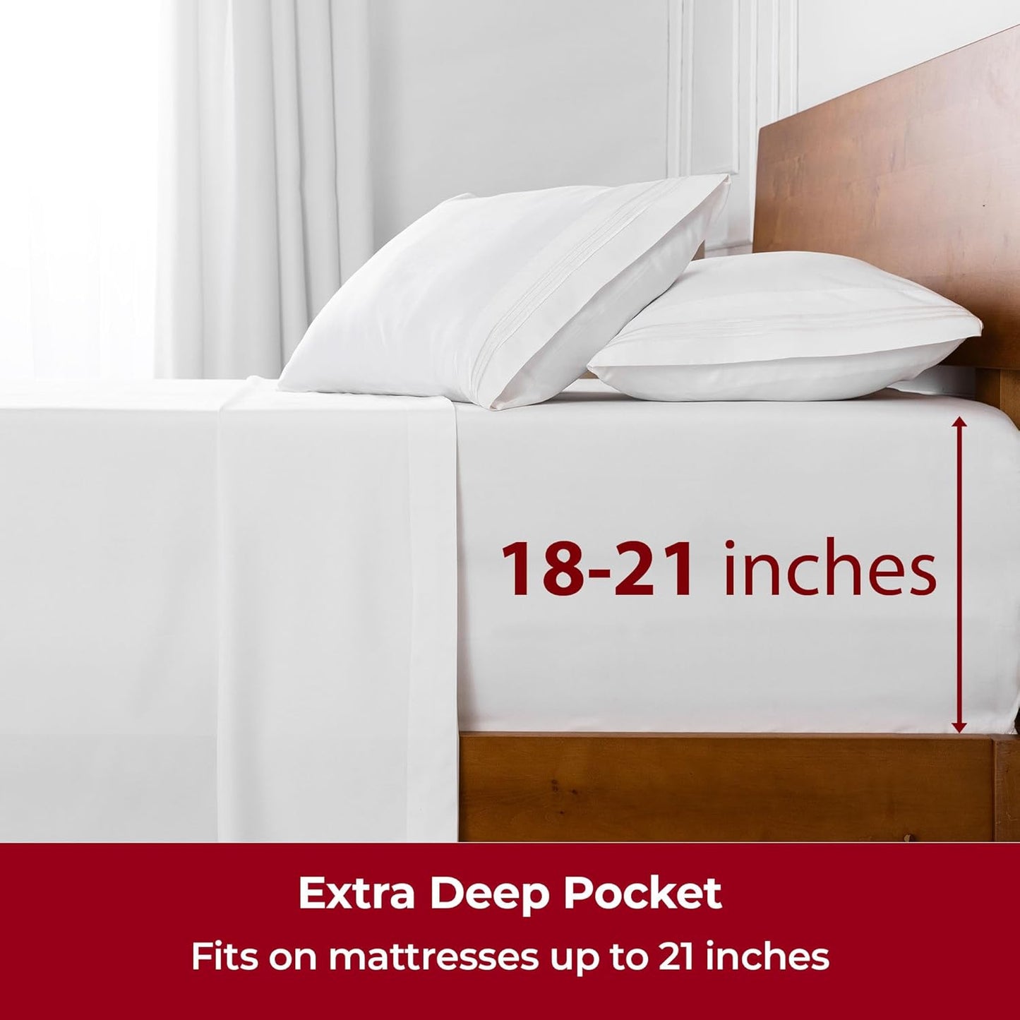 Mellanni Extra Deep Twin XL Sheets - 3 PC Iconic Collection Bedding - Hotel Luxury, Ultra Soft, Cooling Bed Sheets - Wrinkle, Fade, Stain Resistant (Twin Extra Long, White)
