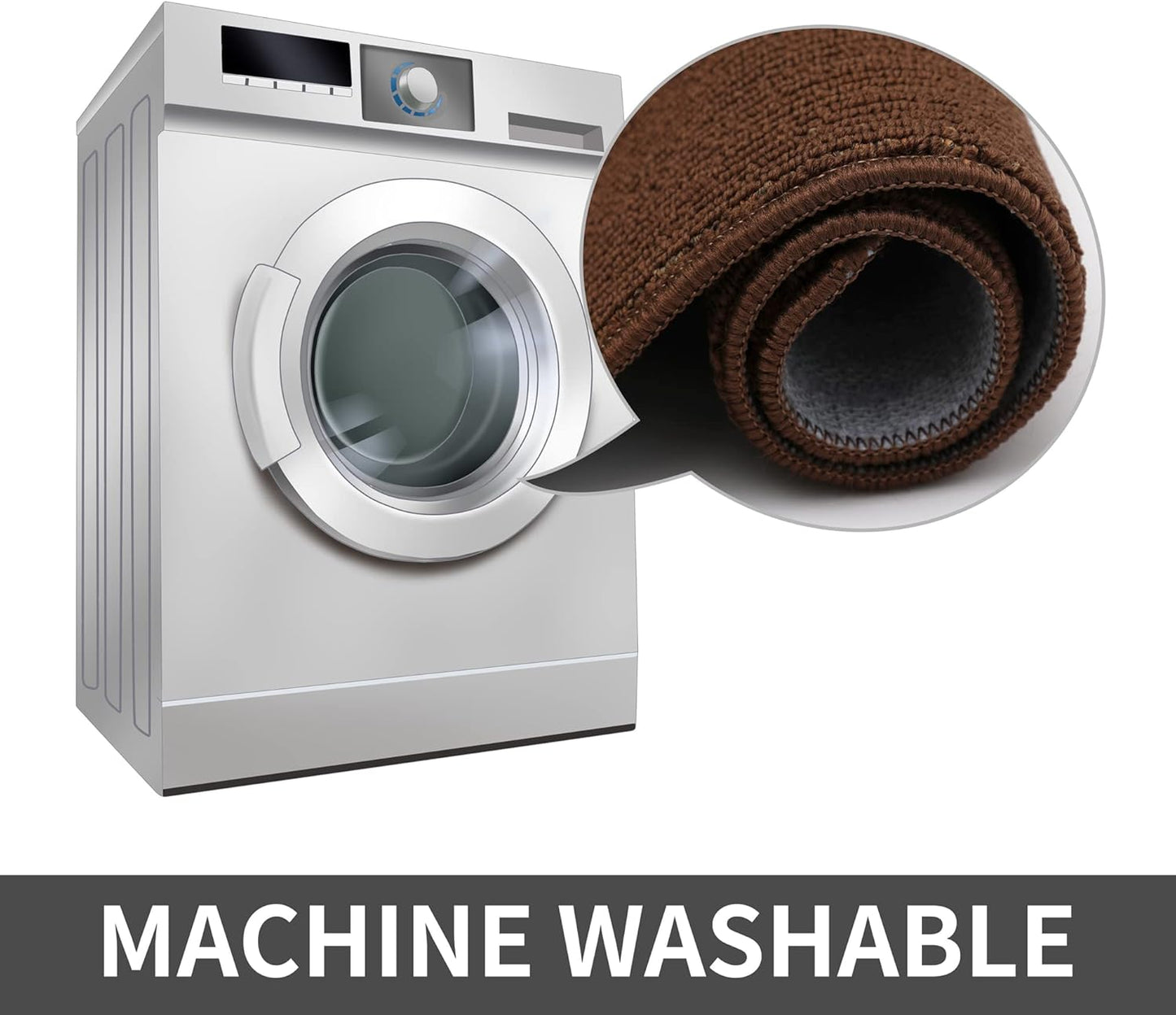 COSY HOMEER 24X60 Inch Kitchen Rug Mats Made of 100% Polypropylene Strip TPR Backing Soft Kitchen Mat Specialized in Anti Slippery and Machine Washable,for Kitchen, Floor,Brown