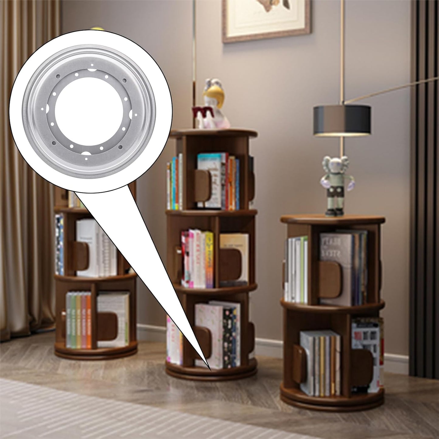 9" Round Lazy Susan Turntable Bearing Plate 5/16”Thick Lazy Susan Hardware, Rotating Swivel Plate with 750 lb Load Capacity, Lazy Susan Turntable Base for Table, Serving Tray, Kitchen