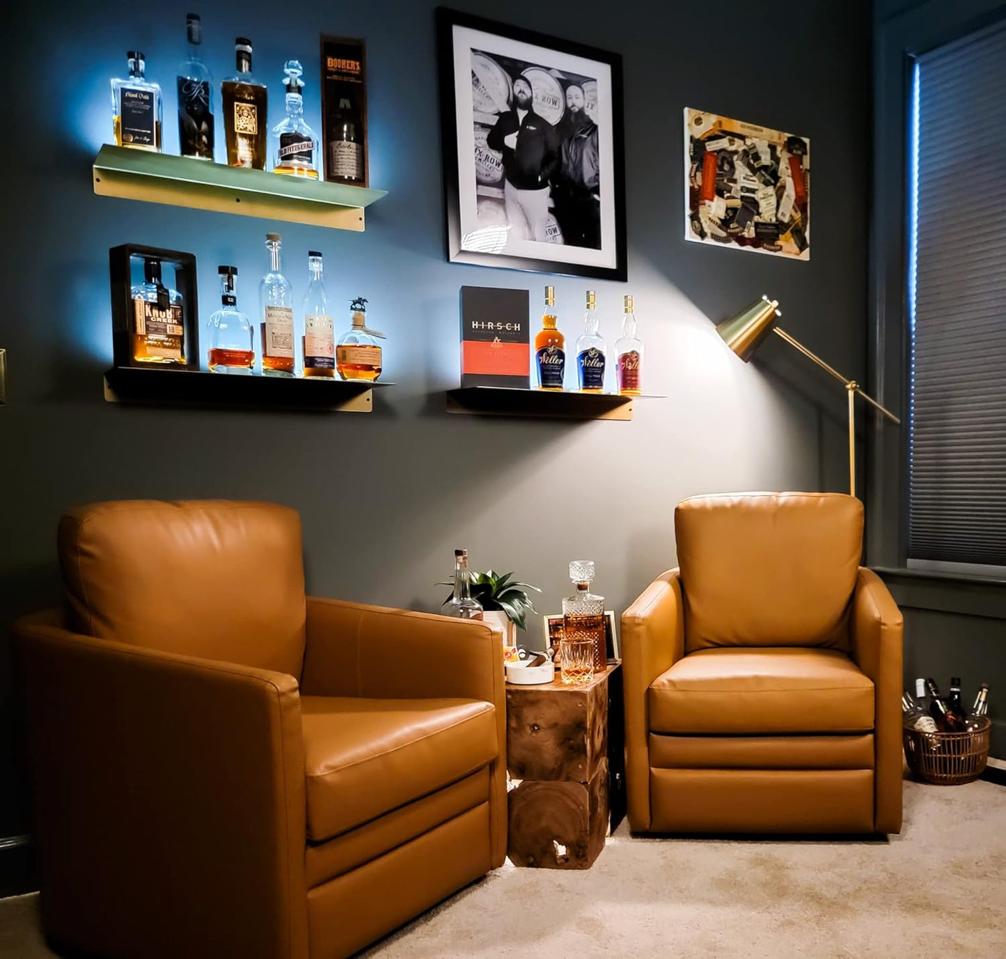 DIY CARTEL Made in USA 24 Inch Linear Floating Shelf - Raw Steel - Industrial Heavy Duty Metal Wall Mounted Modern Farmhouse Rustic Designed Shelf Ledge (24-in X 8-in Powder Coated Gold)