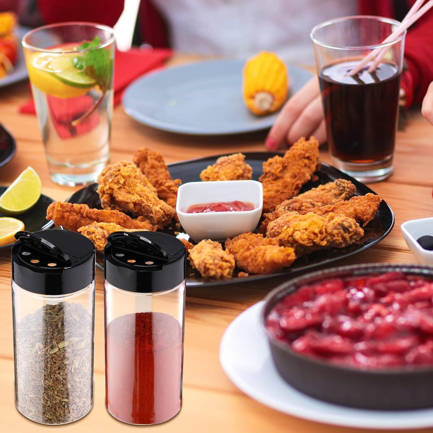 30 Pack 8.7 oz Plastic Spice Jars with Shaker Lids Clear Seasoning Containers Spice Bottles for Kitchen Storing Herbs Seasoning Powders