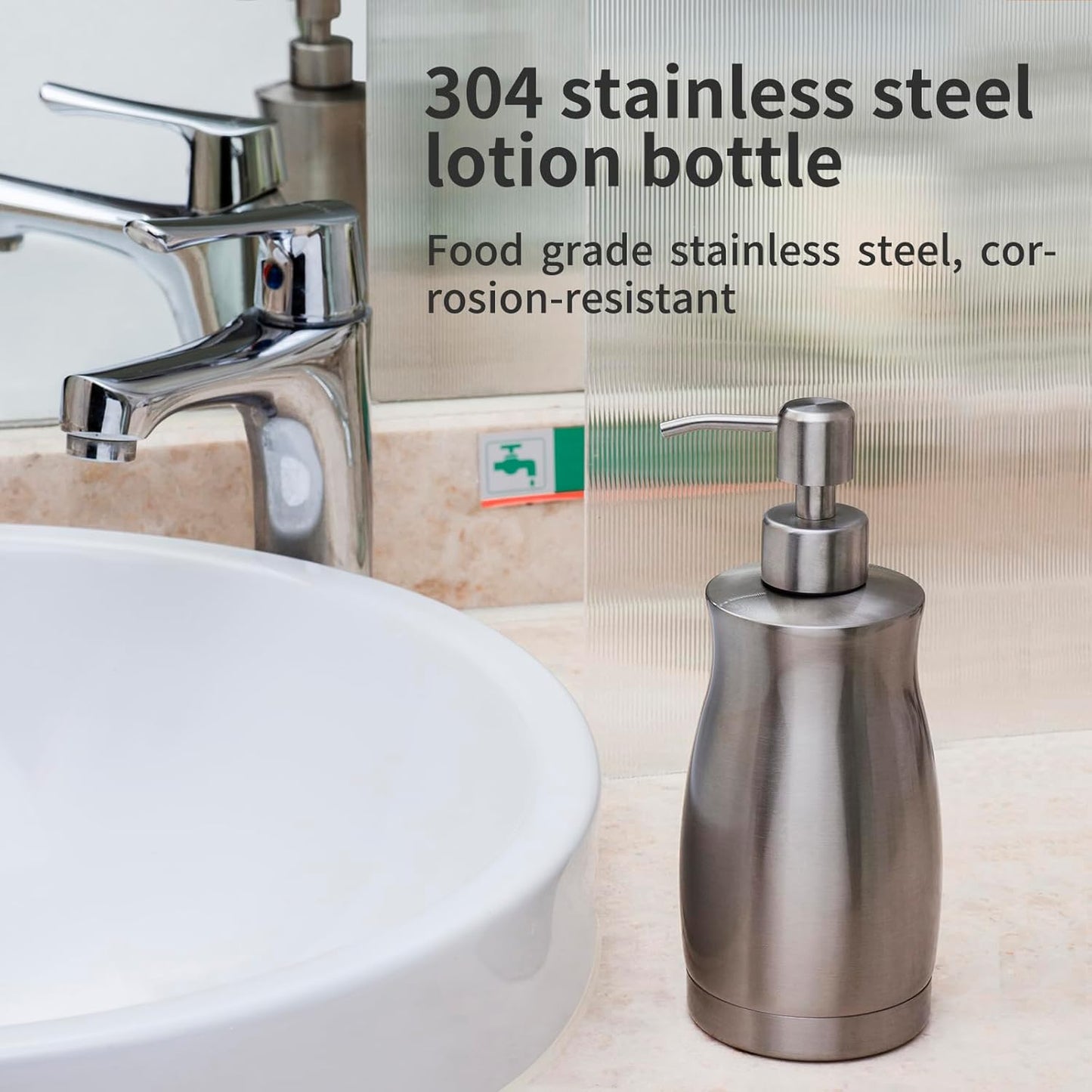 Brushed Stainless Steel Countertop Soap Dispenser Rust and Leak Resistant Hand Soap Pump with Funnel for Kitchen Countertops and Bathroom Dispensers (13.5 oz/400 ml)