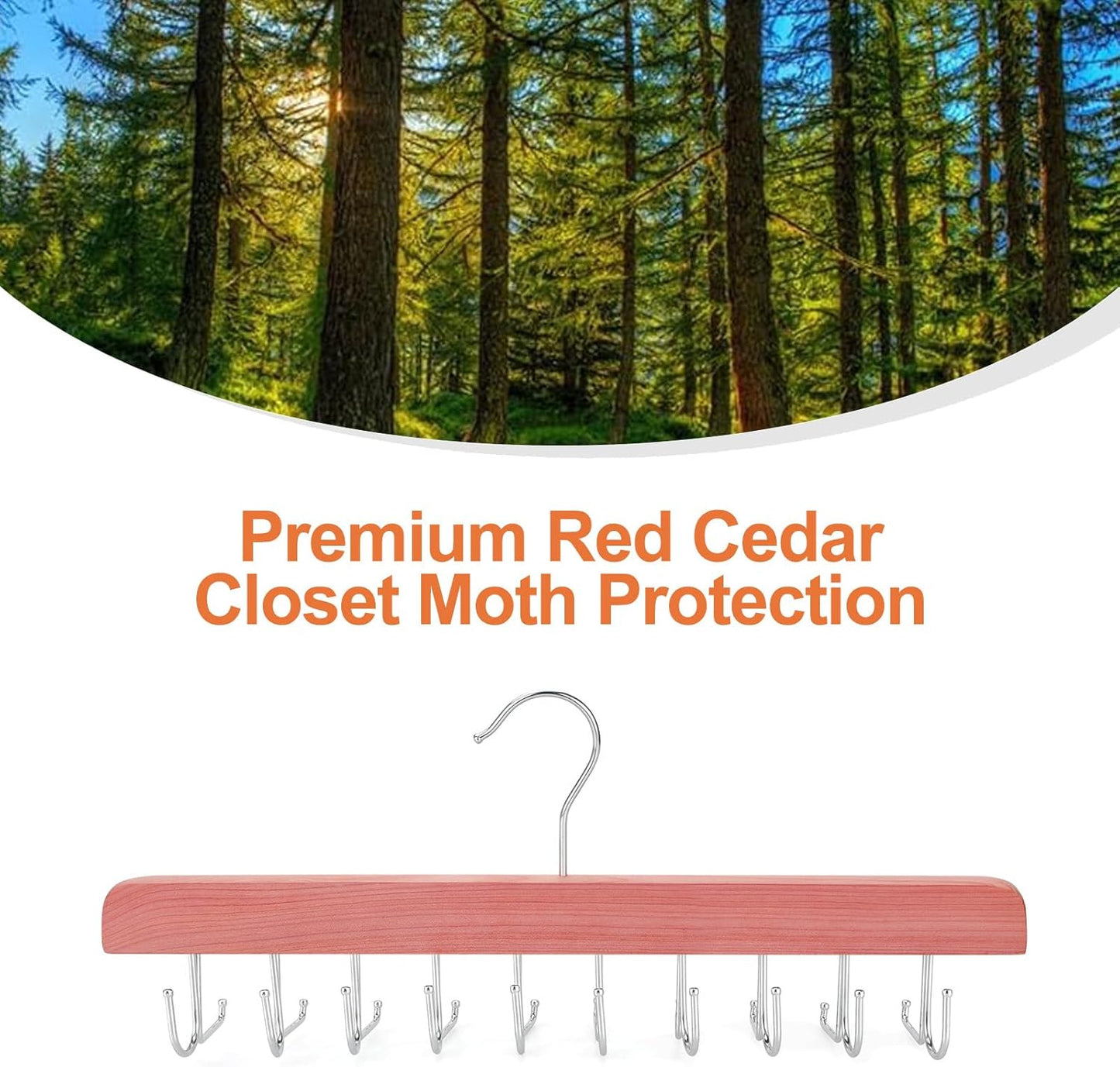 TOPIA HANGER Cedar 2 in 1 Belt Tie Hanger for Closet Max 30 Belts with 30 Ties Capacity, 20 Hooks Belt Tie Racks Hanger for Closet Organizer Storage “U” Fit Belt and “一” Fit Tie - CT53C