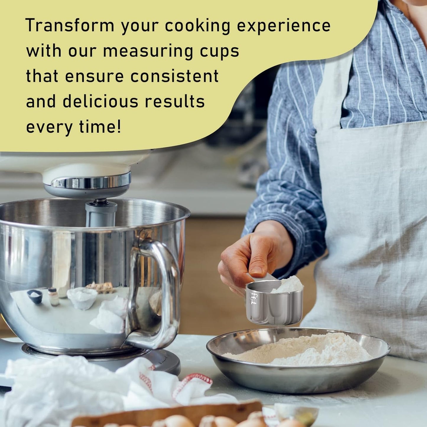 1PCS 1/2Cup (120ml, 4oz) Single Measuring Cup, Stainless Steel Measure Scoop, Metric and US Measurement, Dishwasher Safe