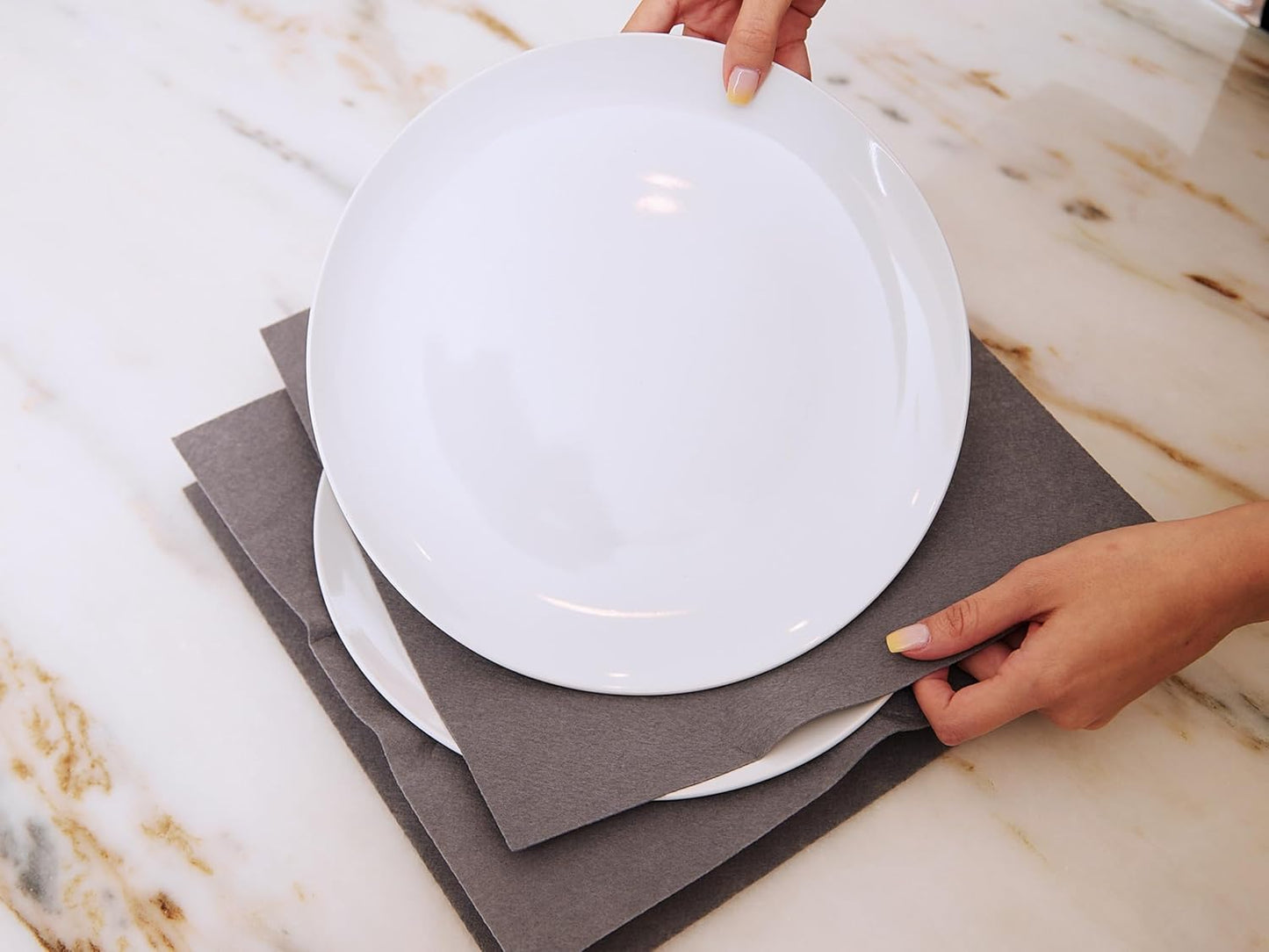 Covermates Keepsakes Dish Storage Box - Stackable, Reinforced Handles, China Storage, Brown Heather