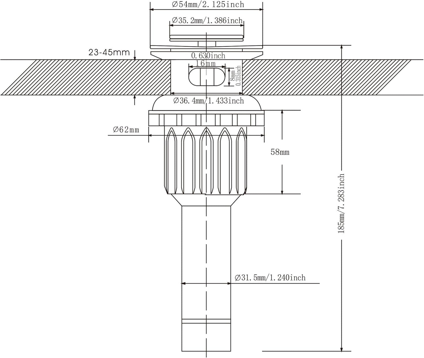 PARLOS Pop up Sink Drain Stopper with Hair Catcher Strainer & Overflow for Bathroom Sink Vessel, Matte Balck 2100604