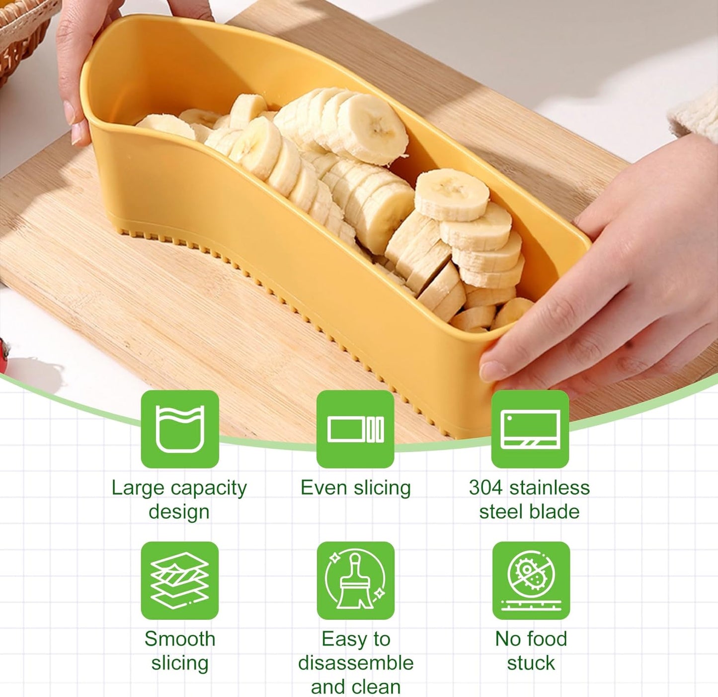 Fruit Slicer Banana Cutter, Strawberry Slicer, Cucumber, Speed for Egg Hot Dog Grape, Strawberry Cutter kitchen gadget(Yellow)