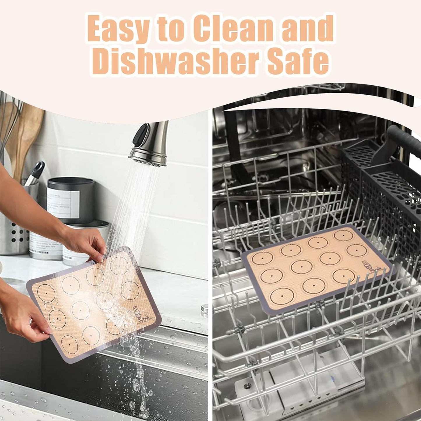 Silicone Baking Mat Macaron - Set of 3 (2 Half Sheet Liners and 1 Quarter Sheet), Non Stick Silicon Cookie Oven Liner For Macaroons, Bake Pans, Pizza, Toaster, Cake and Bread Making (16.5x11.6, Grey)