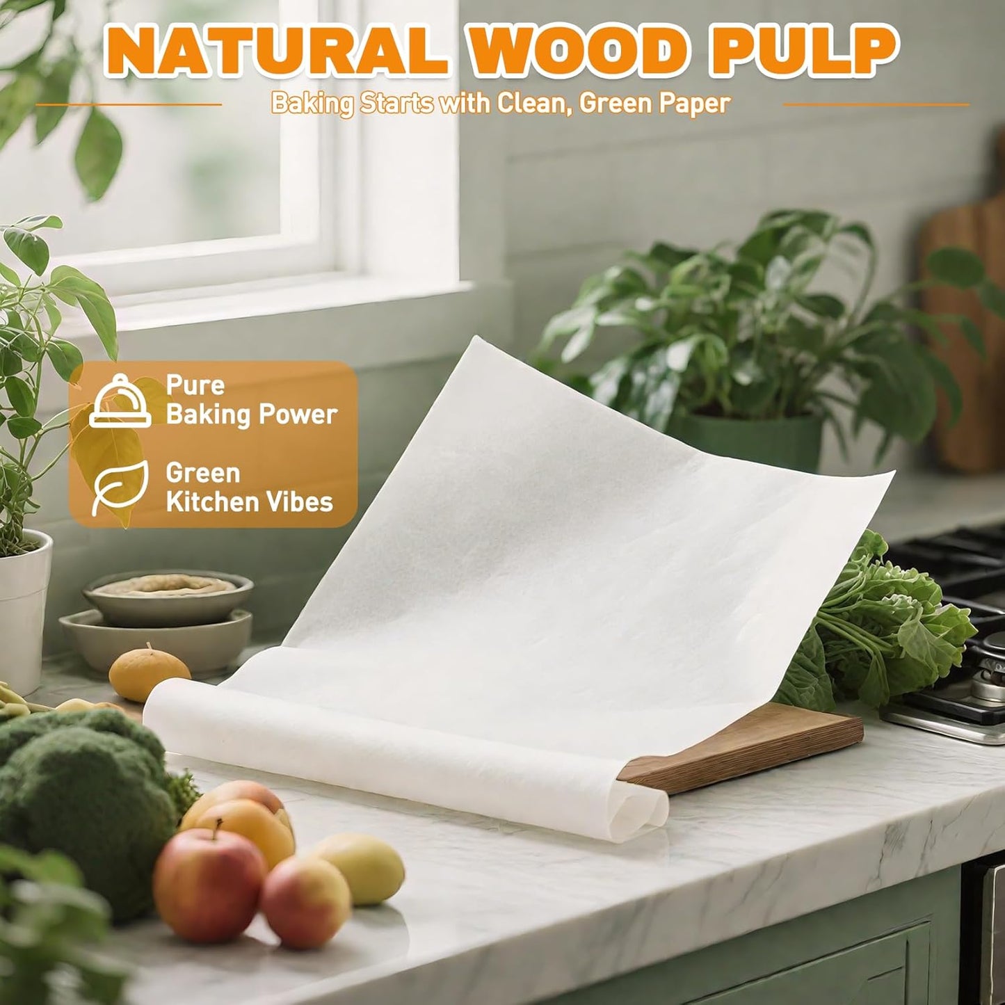 200 Pcs Parchment Paper Sheets for Baking – 9x13inch Baking Paper, White, Pre-Cut, Non-Stick, Heat-Resistant for Baking Grilling Air Fryer Steaming Bread Cup Cake Cookie and More