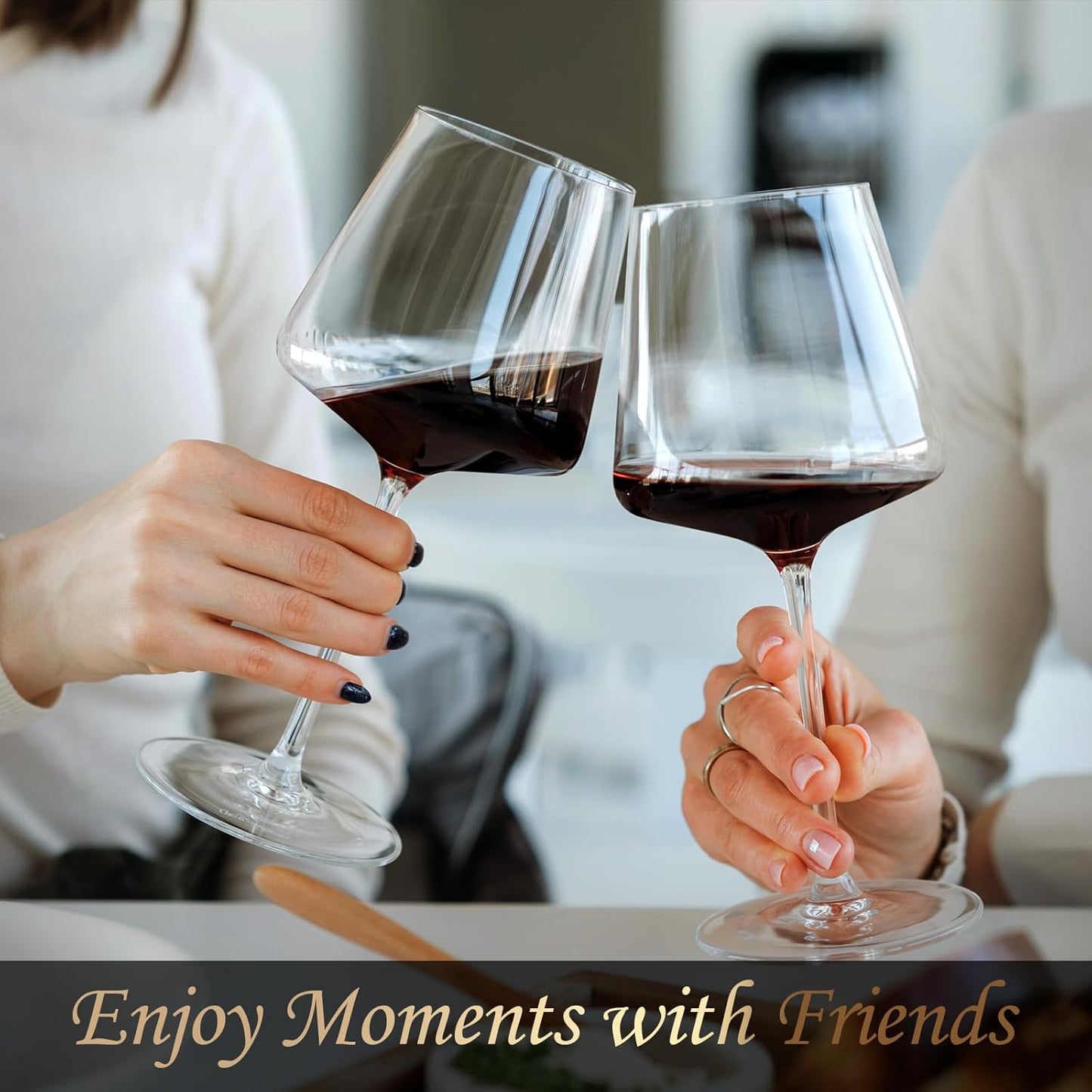 Chouggo 21Oz Wine Glasses Set of 4, Hand Blown Crystal White Wine or Red Wine Glasses, Tall Long Stem Large Glass, Perfect for Wedding Anniversary or Birthday Gift