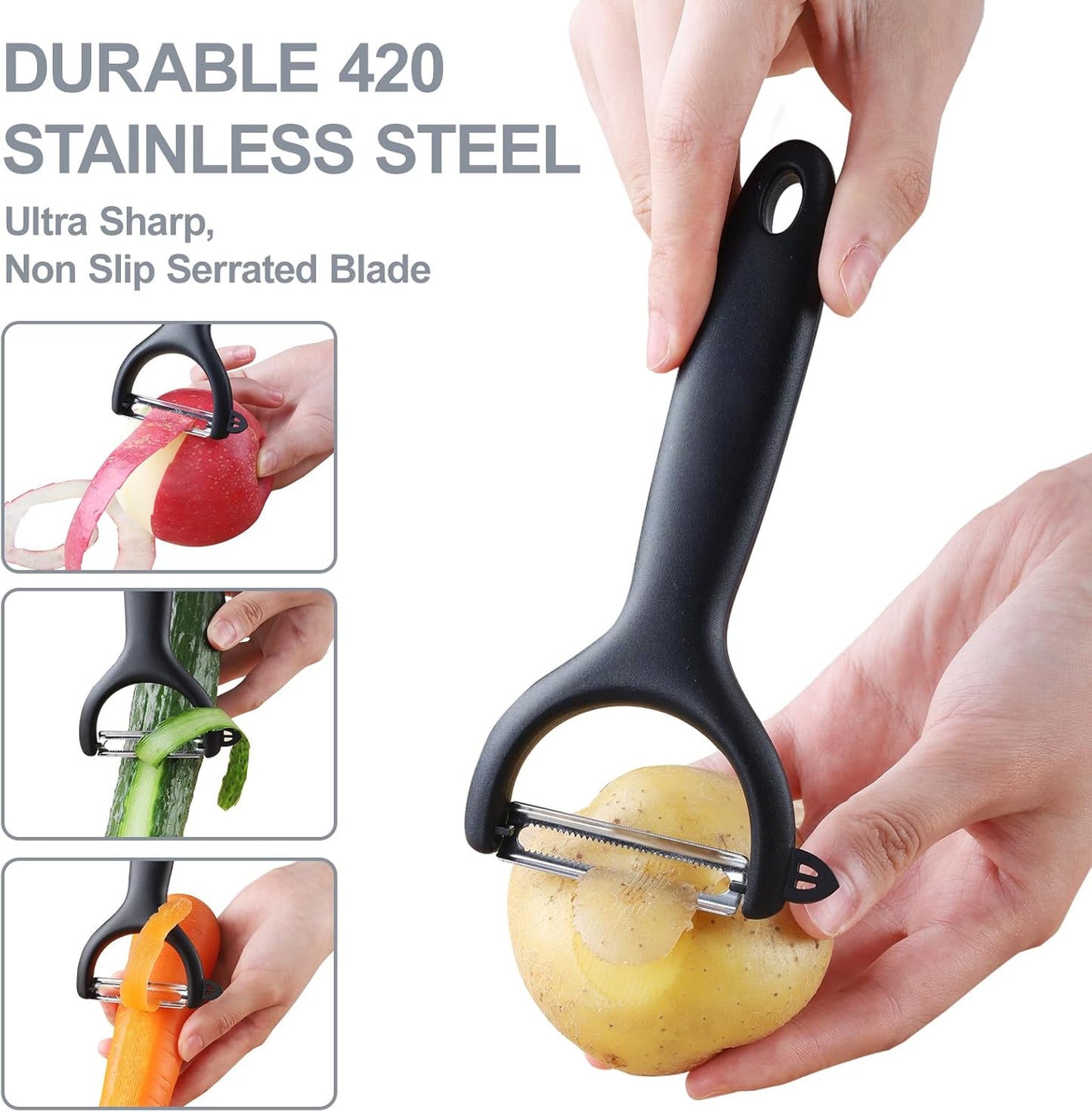 SupMaKin Safe Mandoline Slicer for Kitchen, Vegetable Food Potato Chip Slicer Maual Adjustable Thickness, Chopping Artifact Fast Veggie Salad Chopper Light Gray