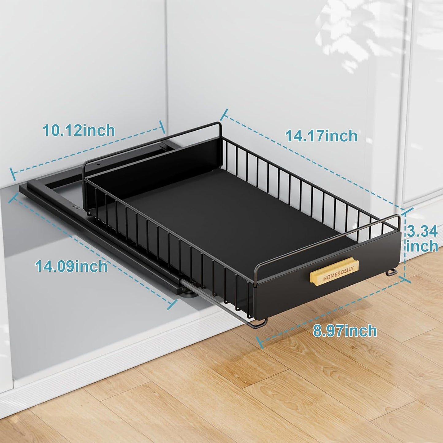 Under Sink Organizer, Kitchen Under Sink Organizers and Storage, Mute Pull Out Cabinet Organizer Shelf, Metal Sliding Drawer for Kitchen Bathroom Pantry Cabinet Closet Organization Rack, Black
