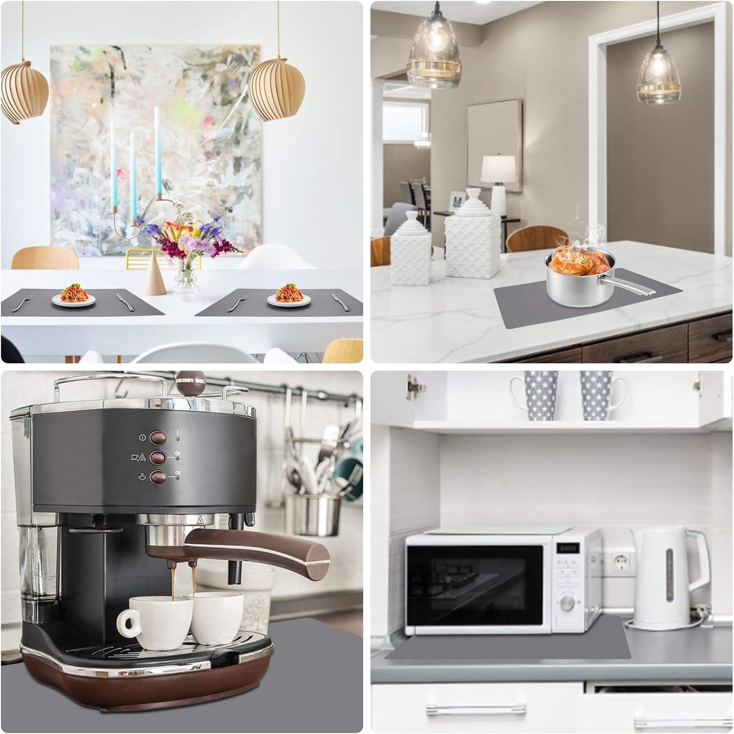 Gartful 25“x17”x0.03“ Silicone Mats for Kitchen Counter, Large Silicone Countertop Protector, Nonskid Heat Resistant Desk Saver Pad, Multipurpose Mat, Placemat, Dark Gray