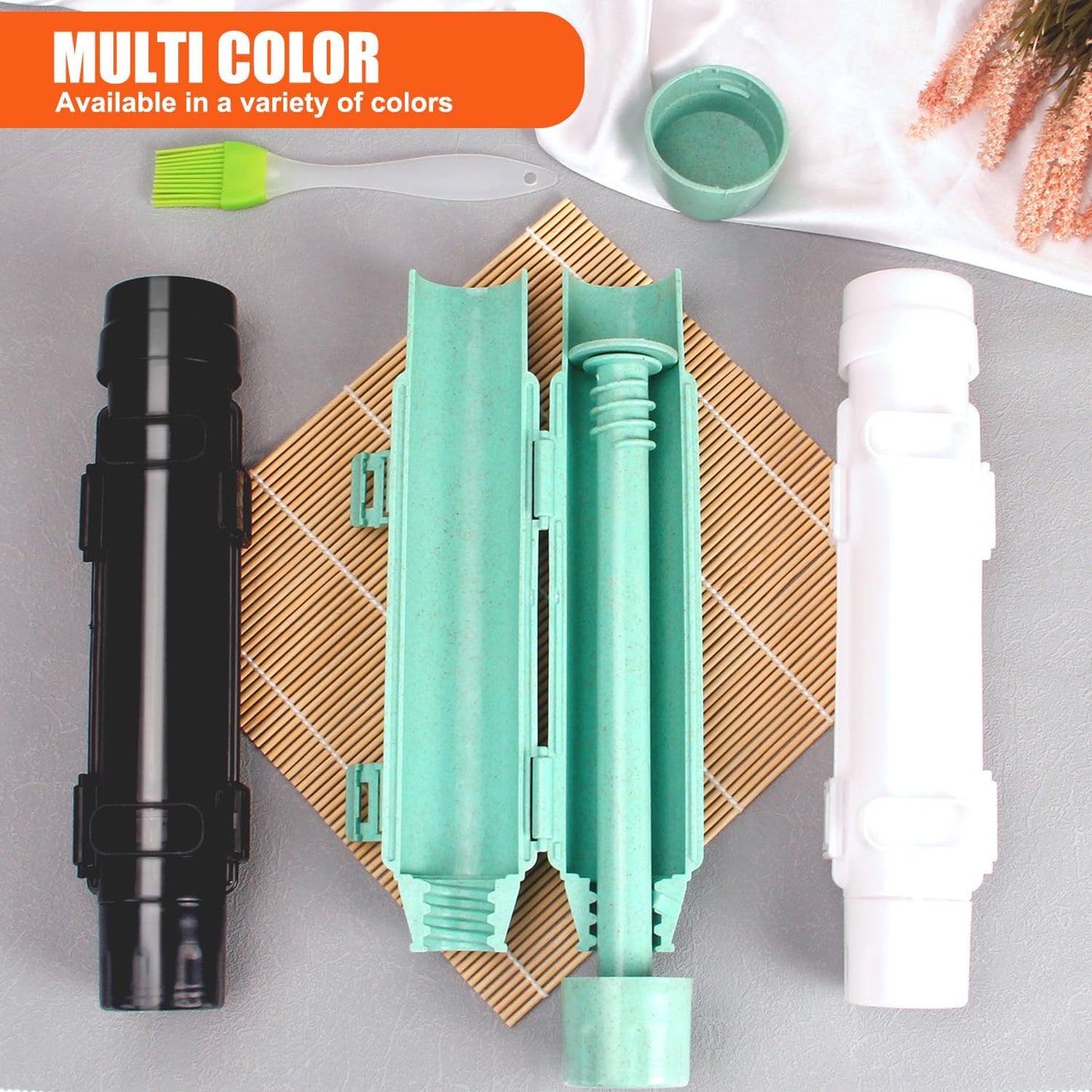 Sushi Making Kit, Sushi Roller, Sushi Bazooka, Sushi Maker, Bamboo Sushi Rolling Mat for Beginners (Black)