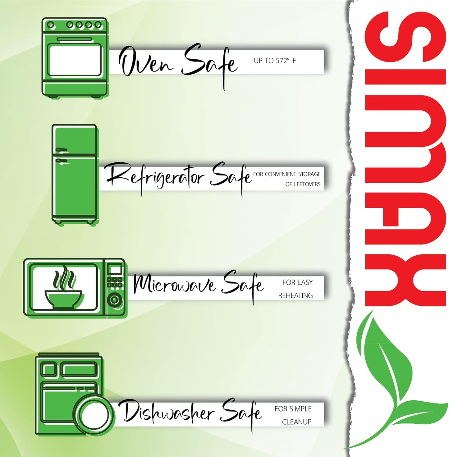 Simax Casserole Dish with Lid, 2 Quart Round Glass Casserole Dishes for Oven with Lid and Handles, Baking Dishes for Oven, Covered Bowl for Cooking, Baking, Serving, Microwave, Dishwasher, and Oven Safe Cookware